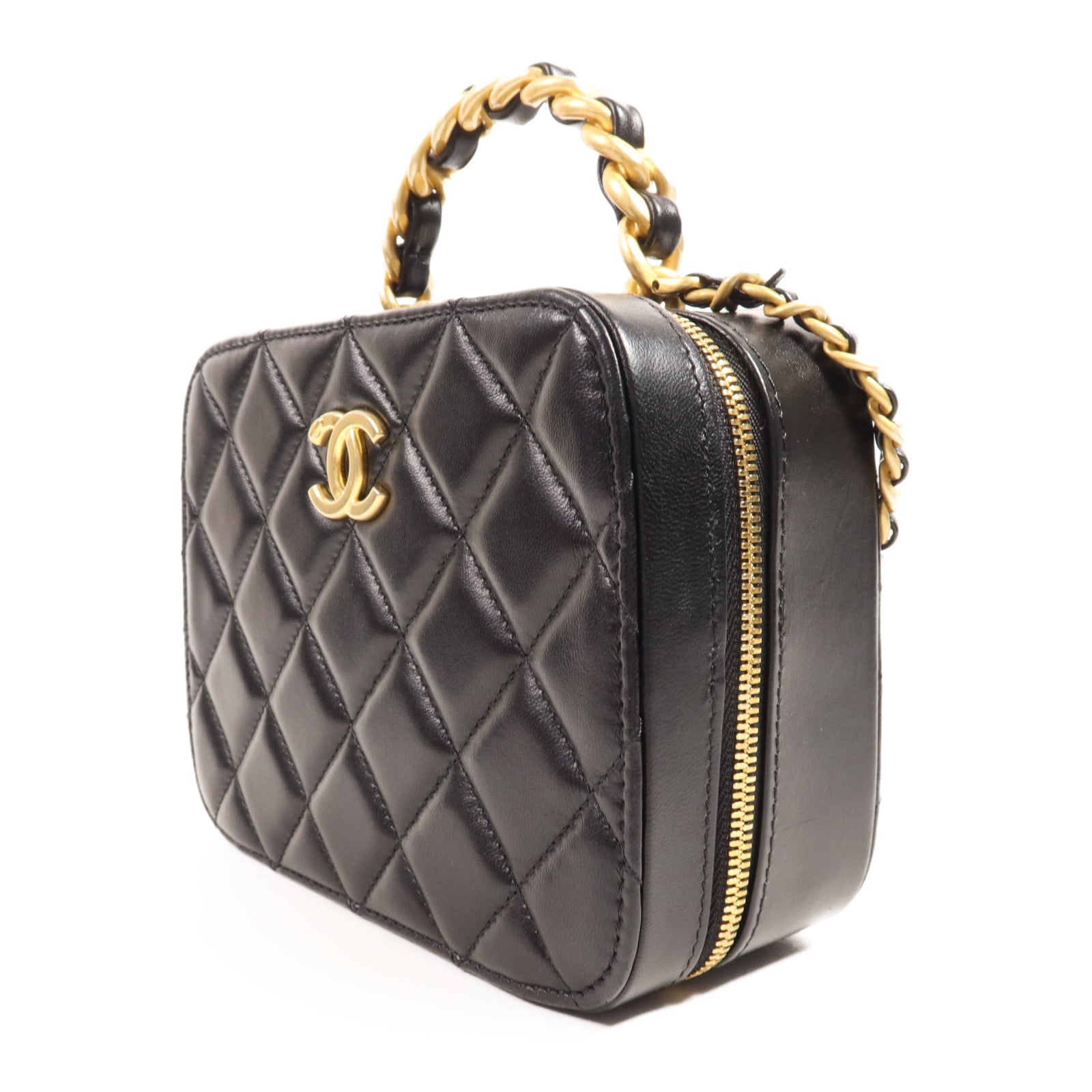CHANEL 羊皮皮革Shoulder Bag金扣手挽肩背兩用袋