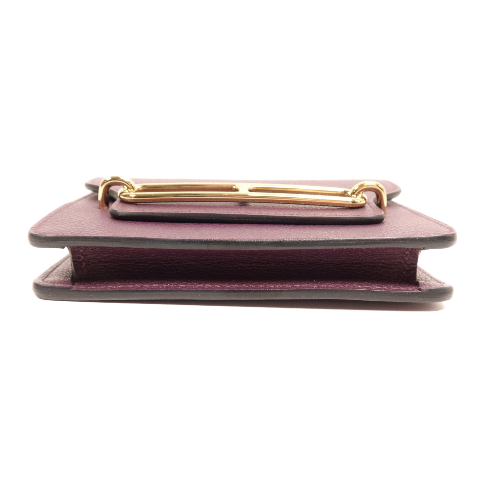 HERMES 【激減優惠】Evercolour皮革Roulis Slim金扣手拿包Cassis