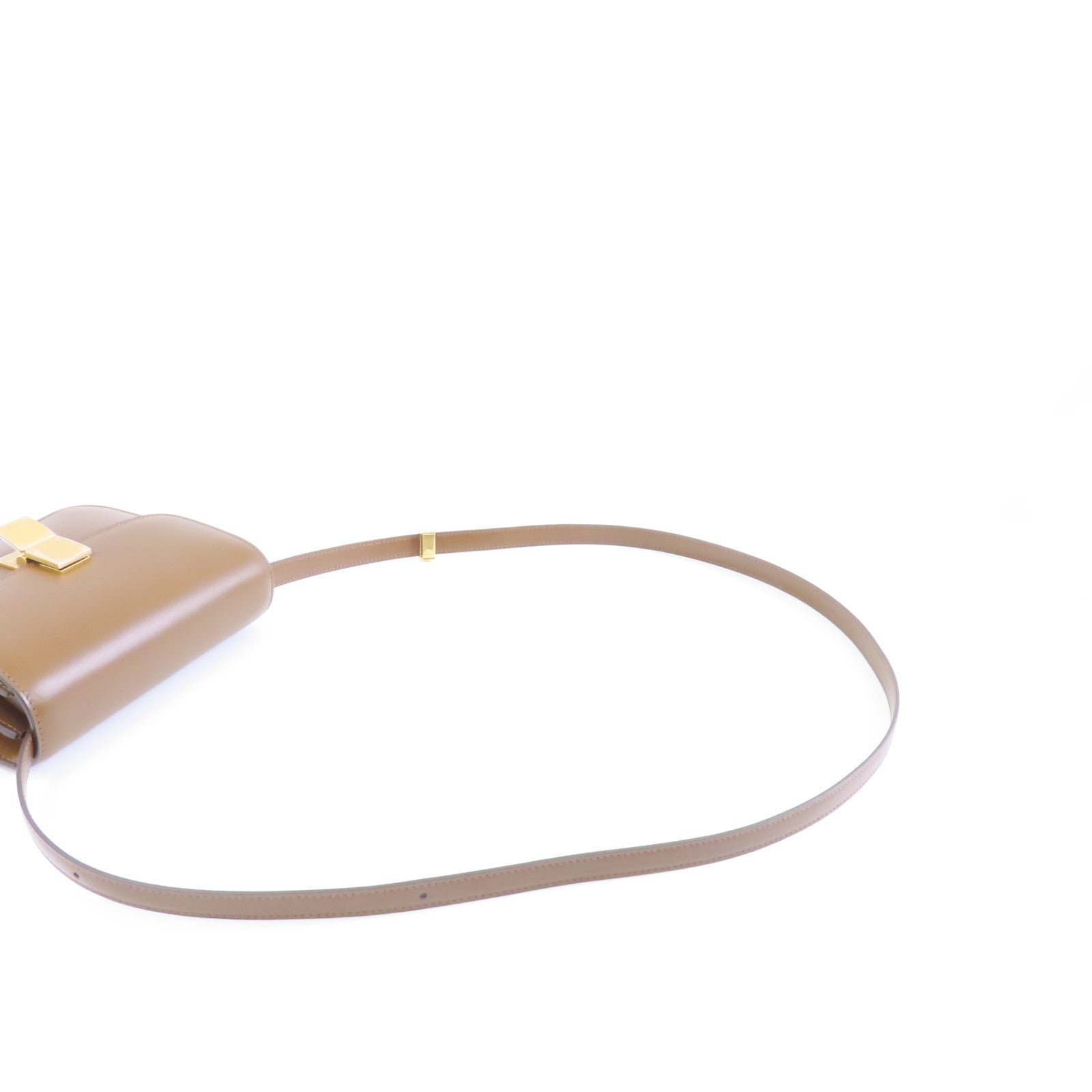 CELINE 牛皮皮革Mini Classic Box金扣肩背袋啡色