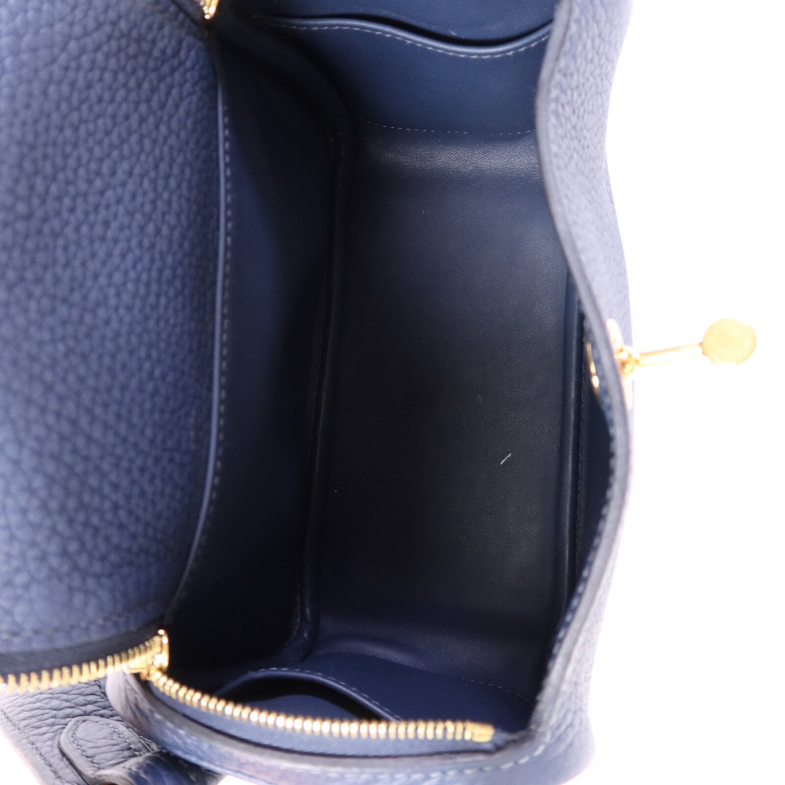 HERMES Clemence皮革Mini Lindy金扣手挽肩背兩用袋Bleu Nuit
