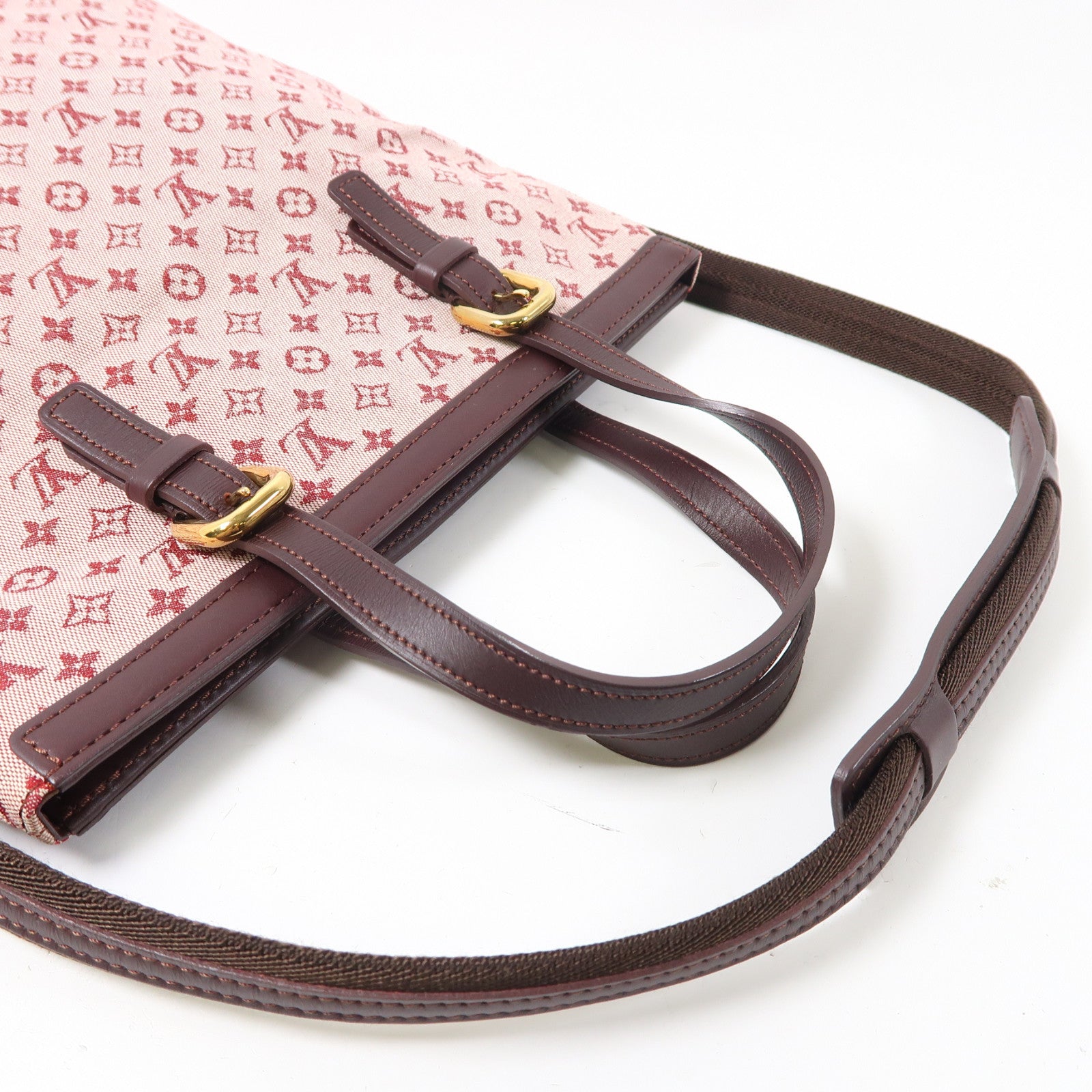 LOUIS VUITTON Monogram Mini Francoise金扣手挽肩背兩用袋紅色