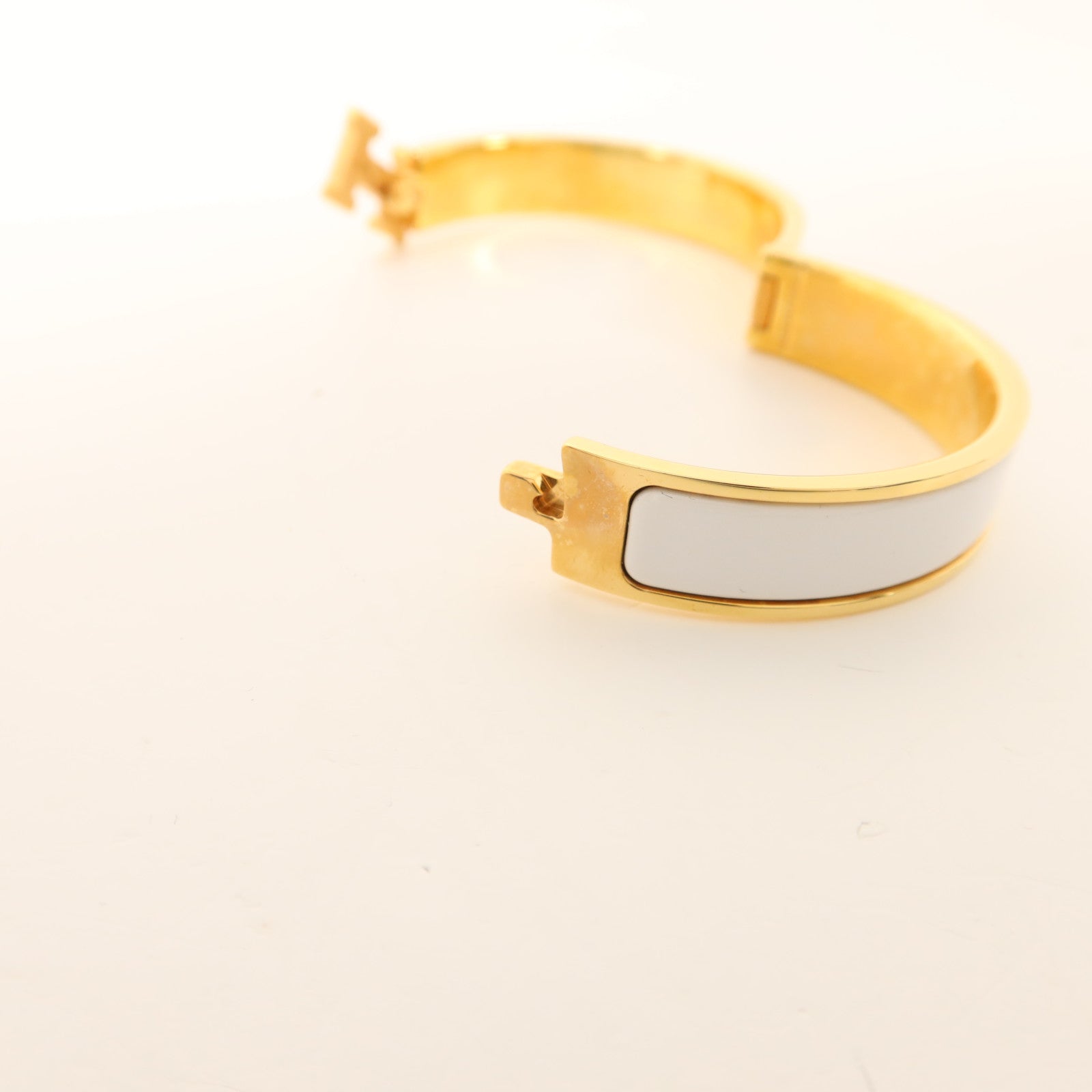 HERMES 金屬/琺瑯Clic H手鐲Blanc