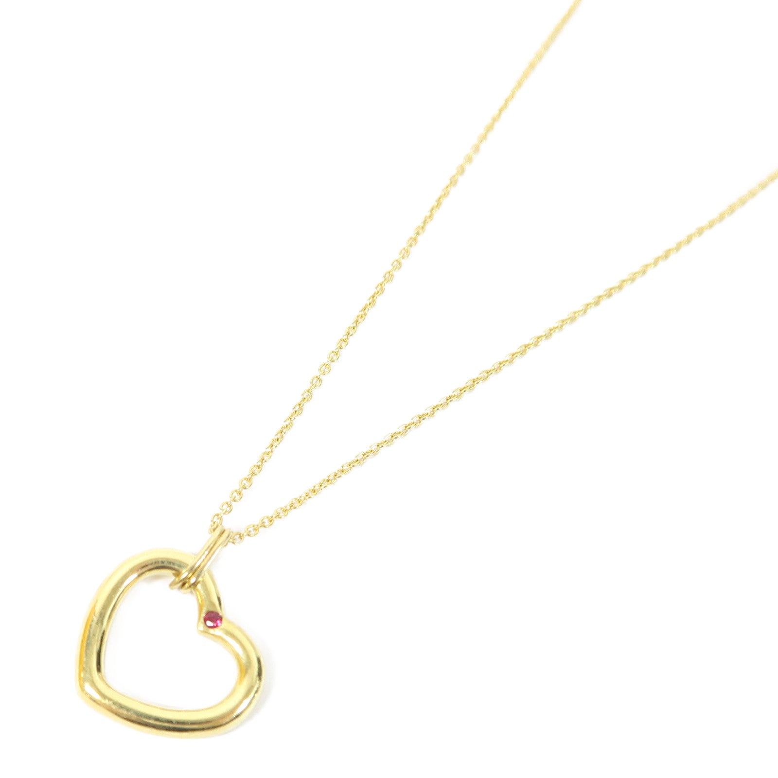 TIFFANY＆CO 18K黃金Ruby Open Heart項鍊金色