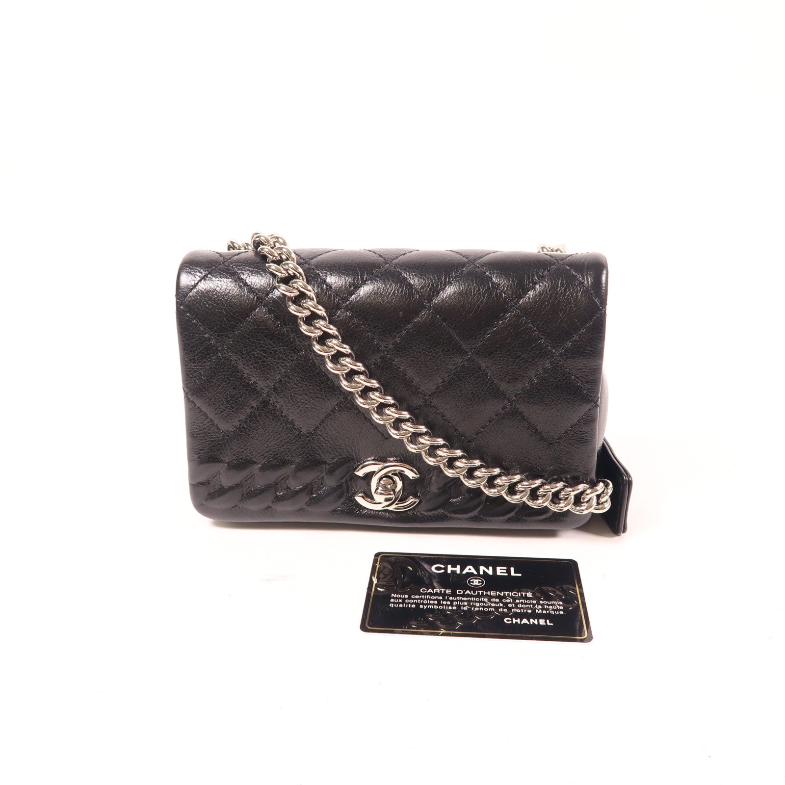 CHANEL 【激減優惠】牛皮皮革Chain Shoulder銀扣鏈帶肩背袋