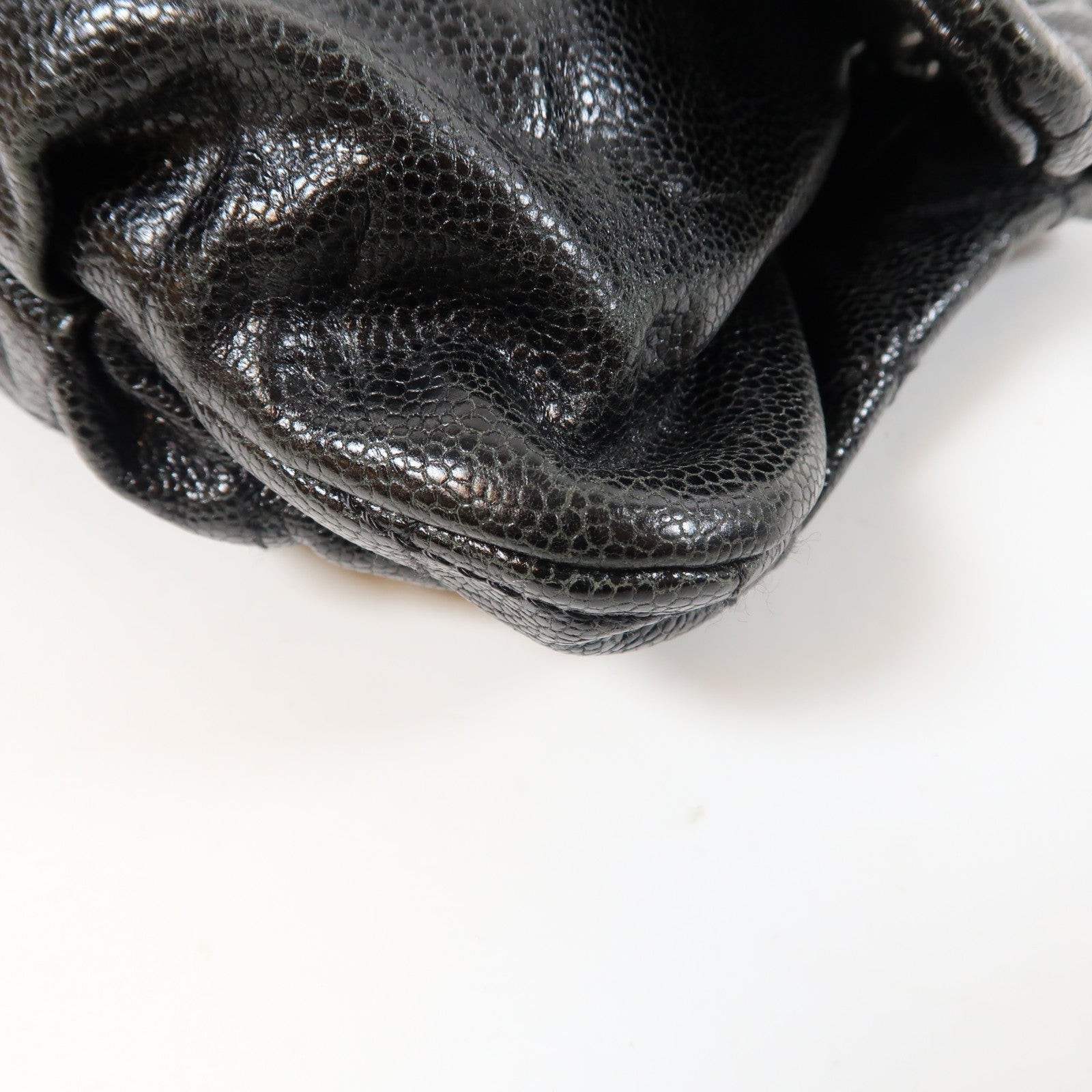 CHANEL 菱格牛皮皮革Chain Shoulder銀扣肩背袋黑色