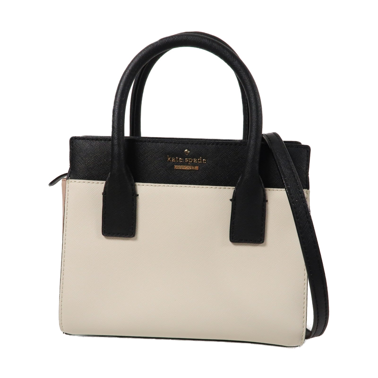 Kate Spade 牛皮皮革2 Way Shoulder Bag金扣手挽肩背兩用袋黑色/白色