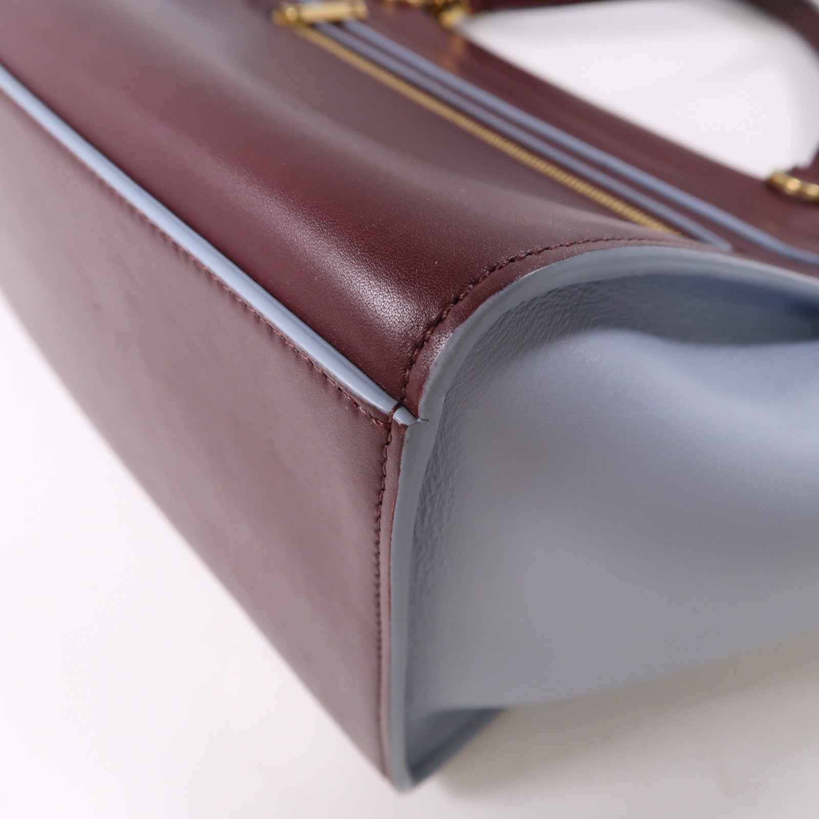 CELINE 牛皮皮革Shoulder Bag金扣手挽肩背兩用袋紅色/淺藍色