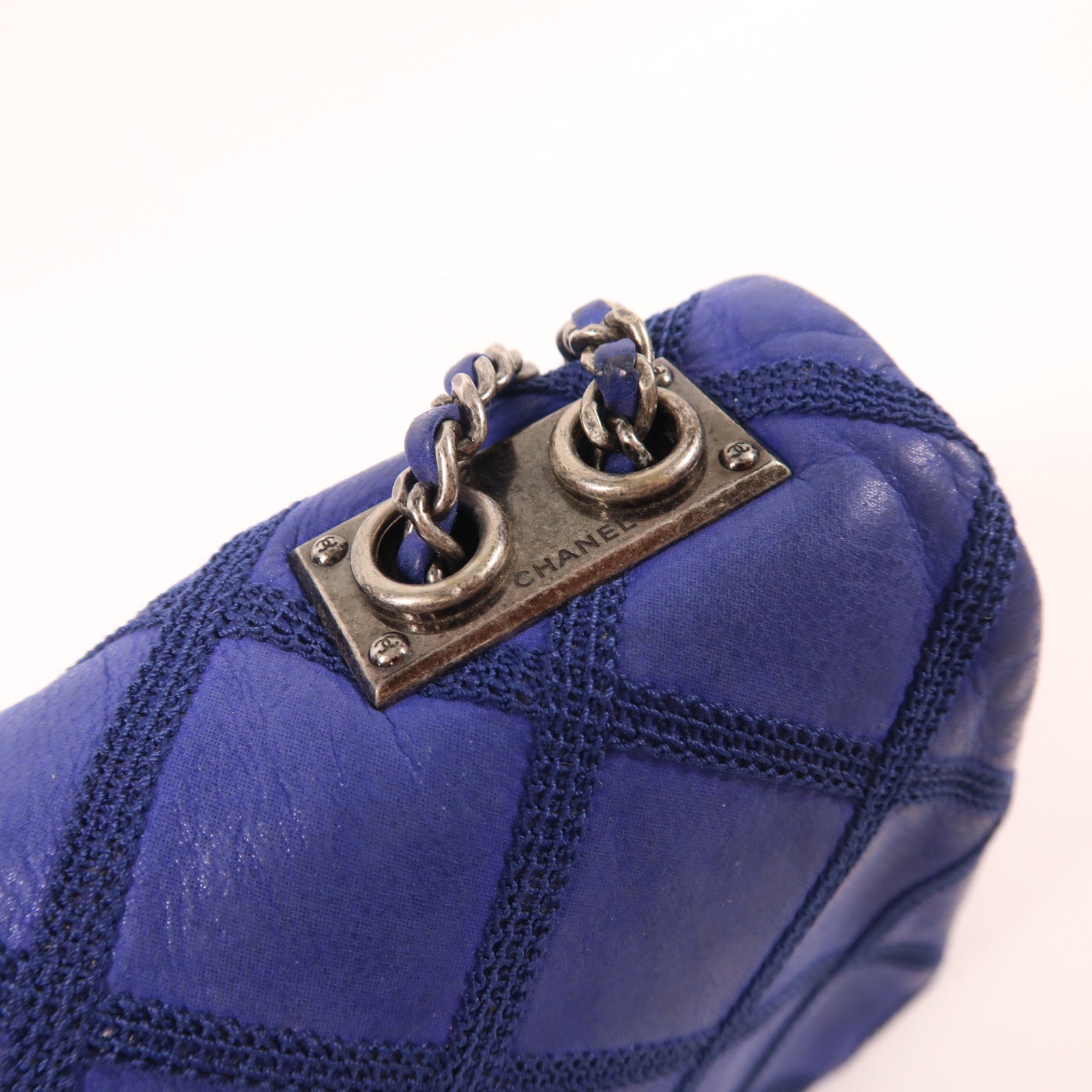CHANEL 牛皮皮革Chain Shoulder銀扣鏈帶肩背袋