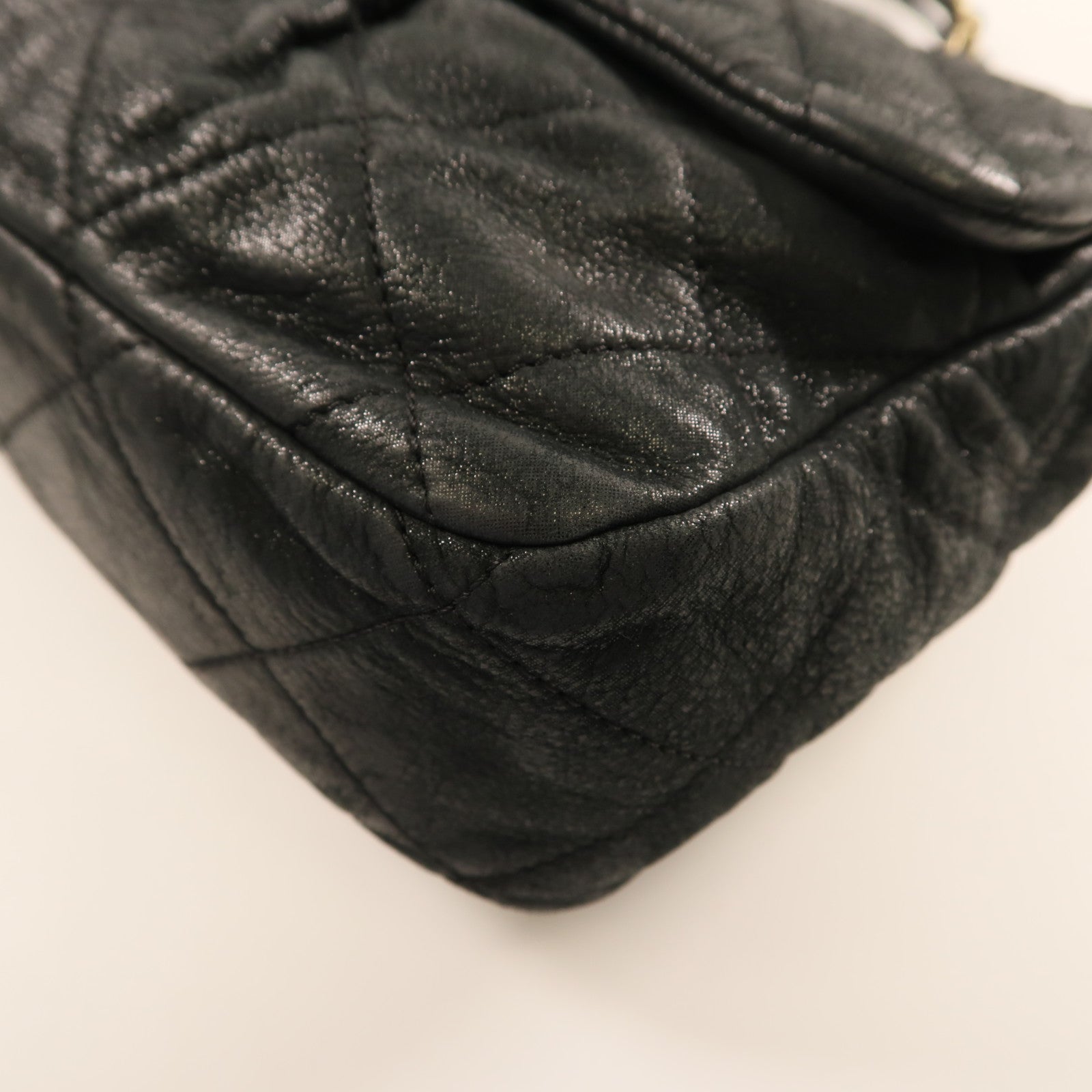 CHANEL 牛皮皮革Shoulder Bag金扣鏈帶肩背袋黑色