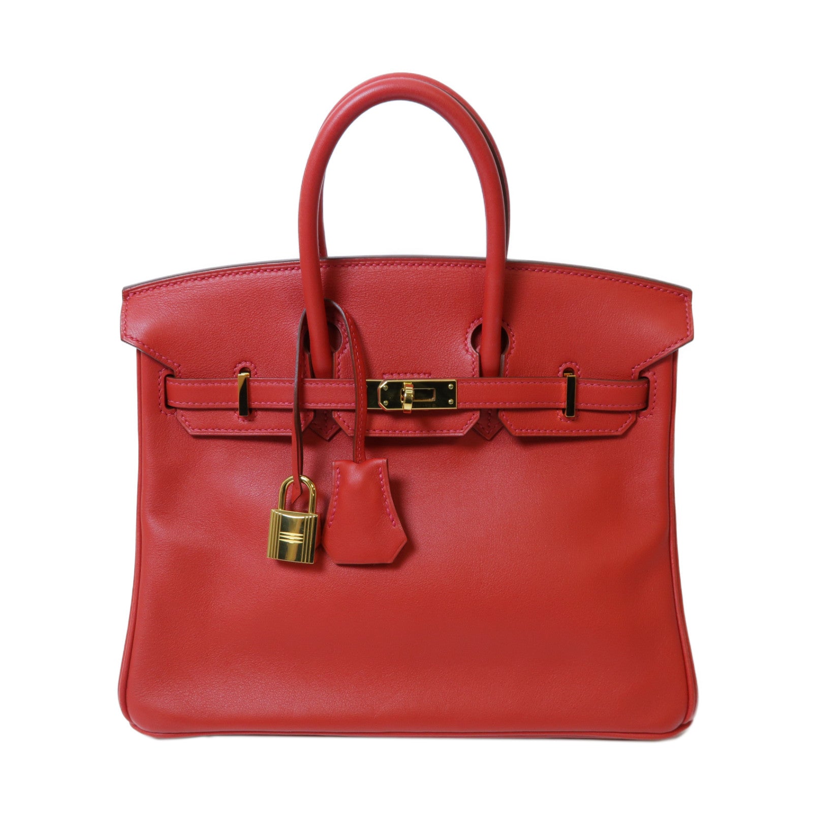 HERMES 【激減優惠】Swift皮革Birkin 25金扣手挽袋朱砂紅色