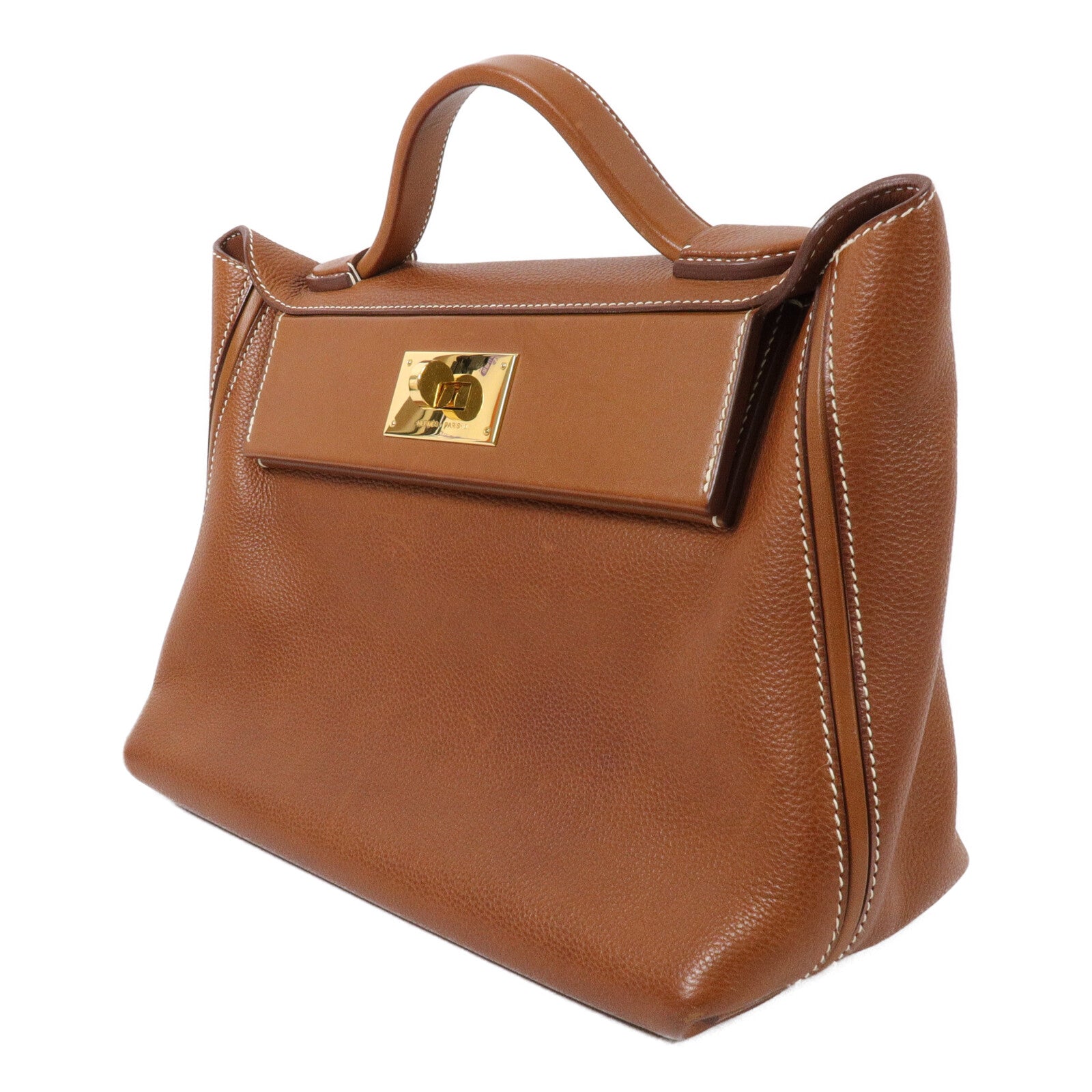 HERMES Barenia皮革24/24 29cm手挽肩背兩用袋Gold