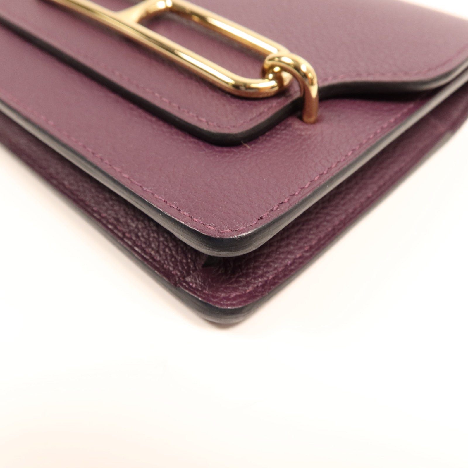HERMES Evercolour皮革Roulis Slim金扣手拿包Cassis