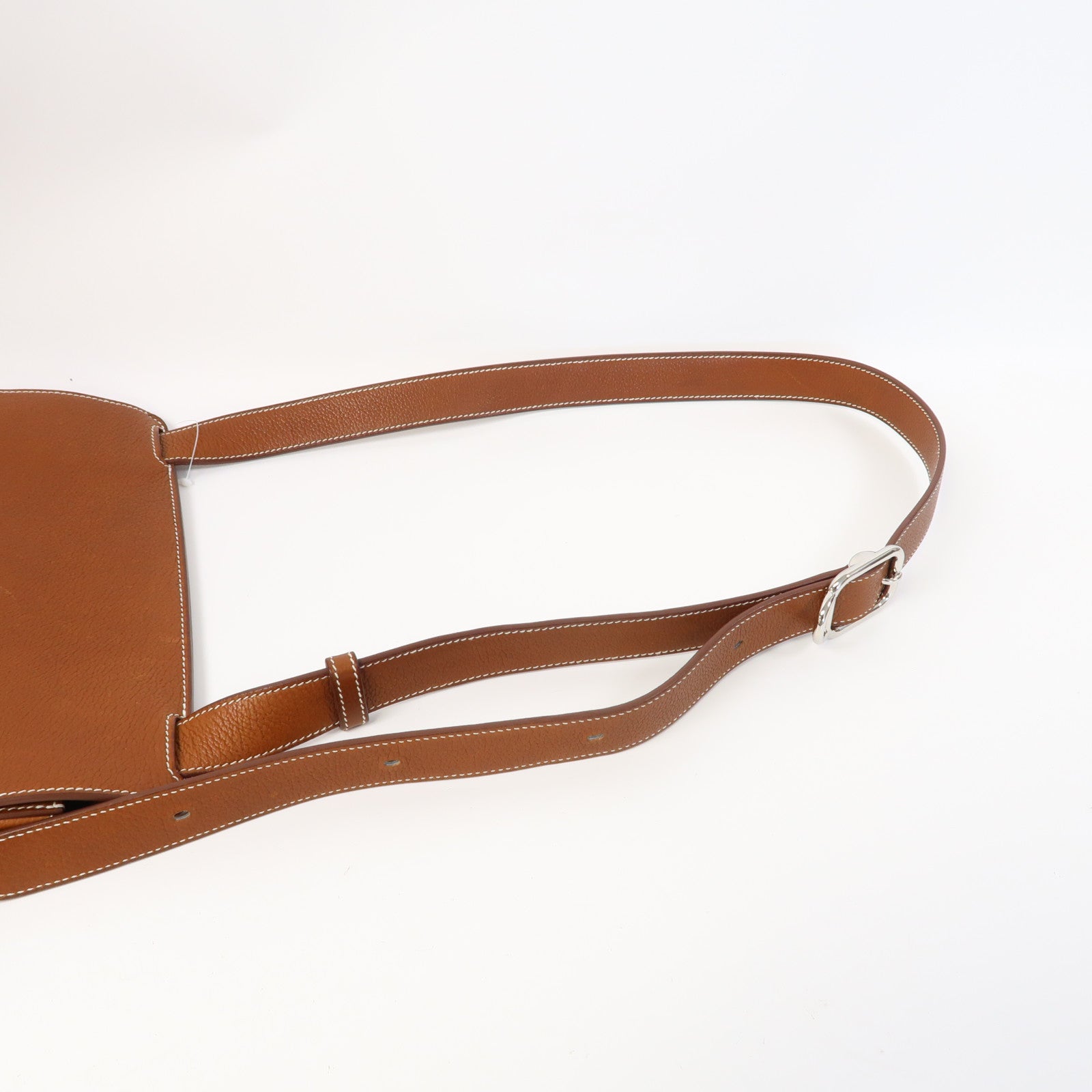 HERMES 【激減優惠】Barenia Faubourg皮革Mali-Selle Messenger Bag銀扣肩背袋啡色