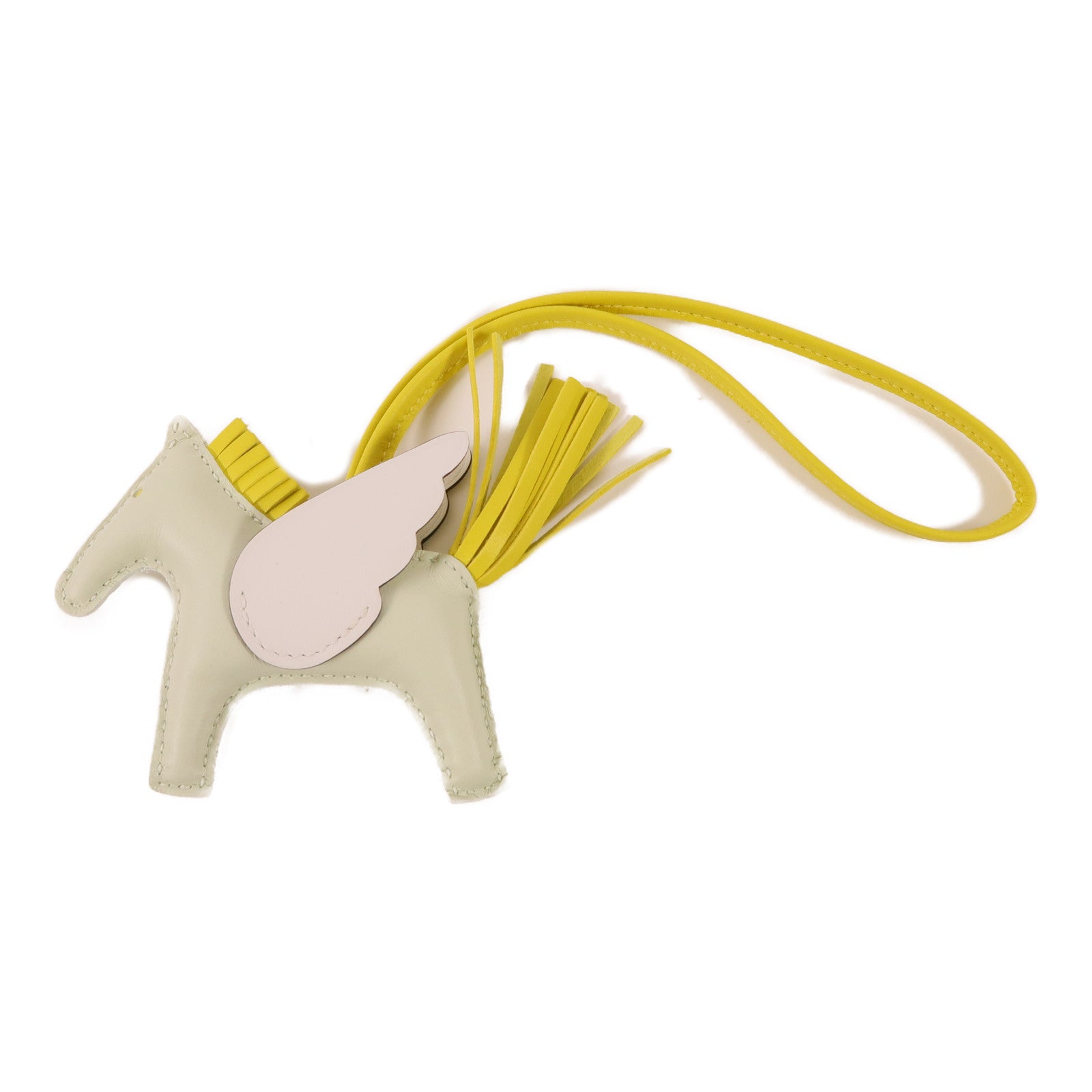 HERMES 【激減優惠】Swift皮革Rodeo Pegase PM掛飾White/Yellow
