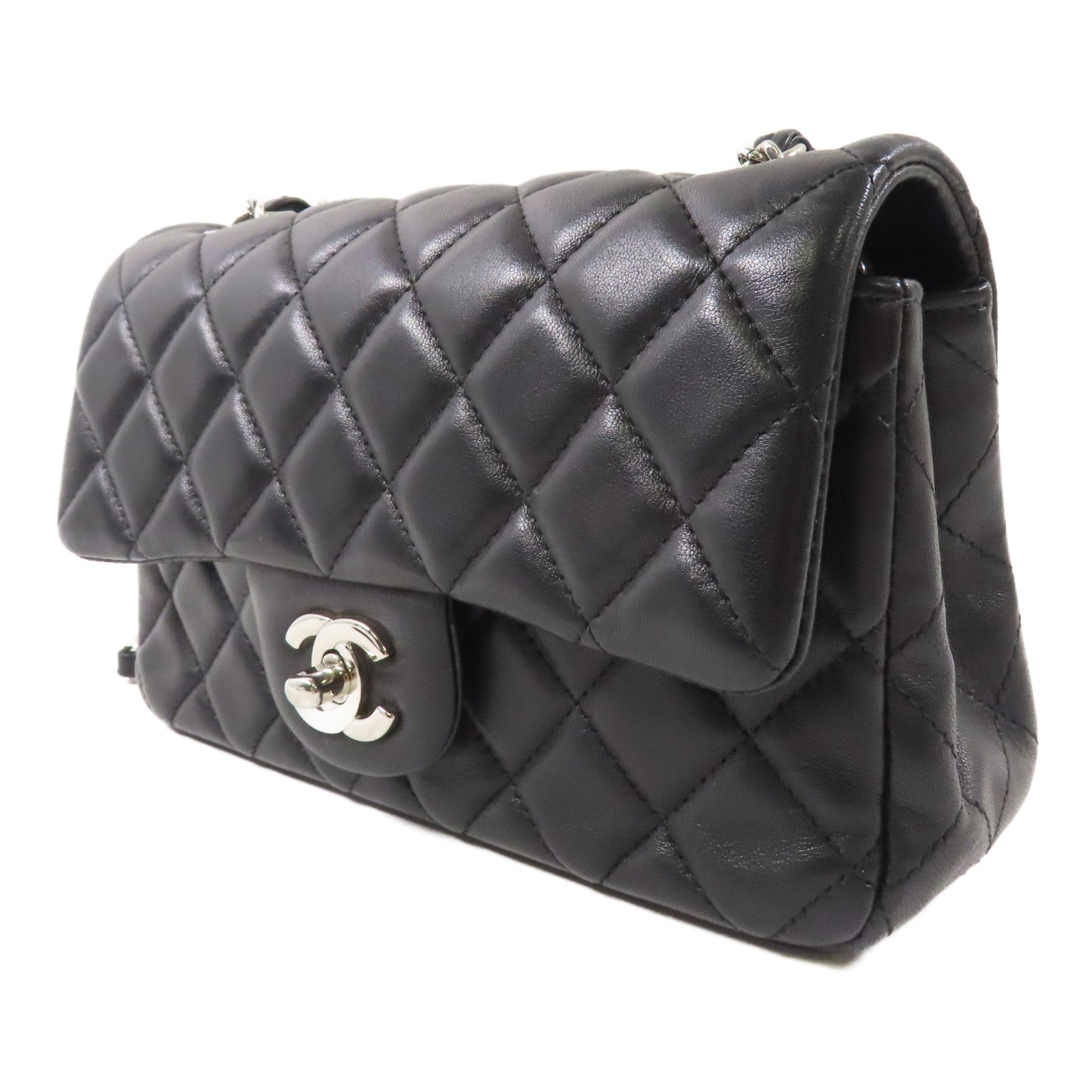 CHANEL 牛皮皮革Mini Classic 20銀扣肩背袋