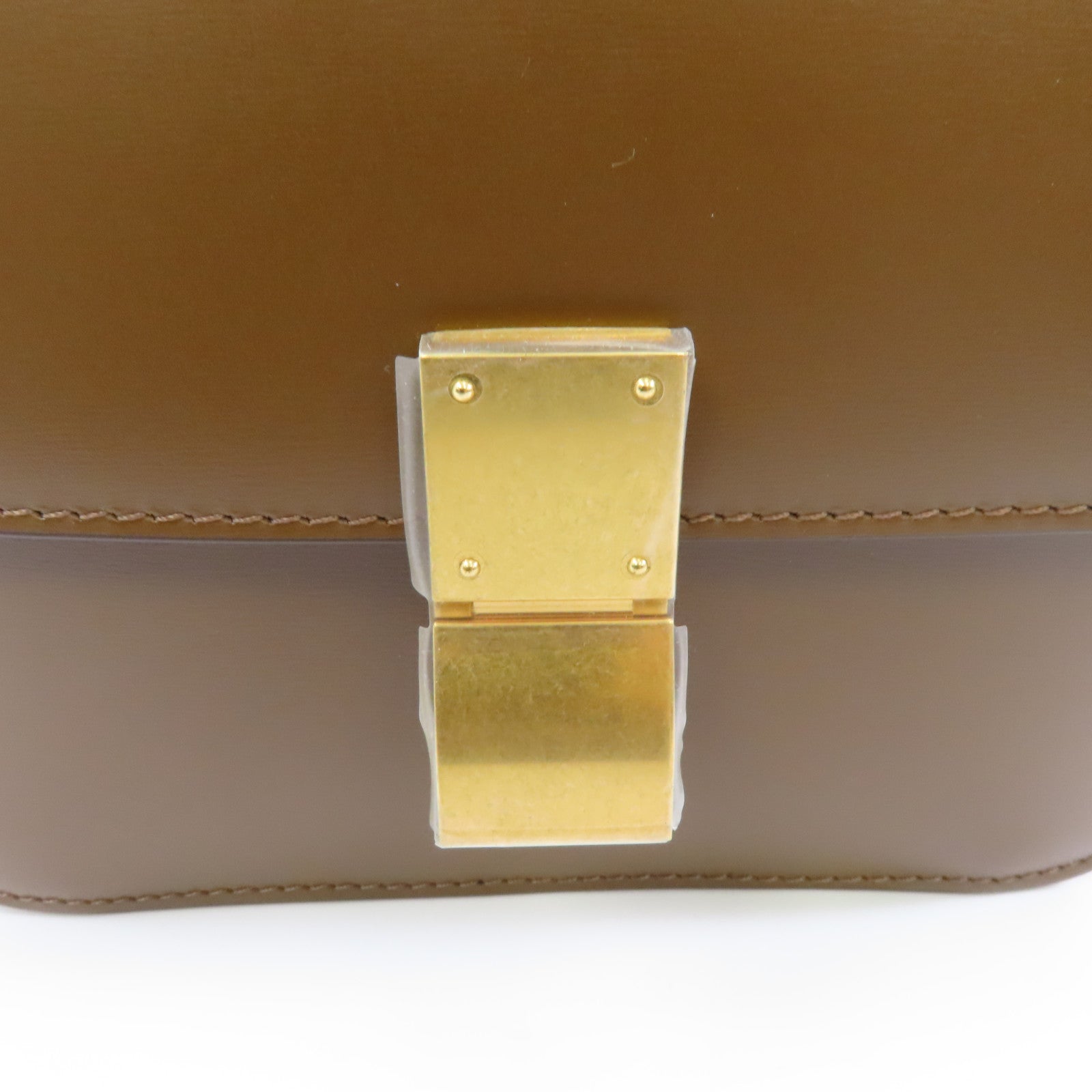 CELINE 牛皮皮革Mini Classic Box金扣肩背袋啡色