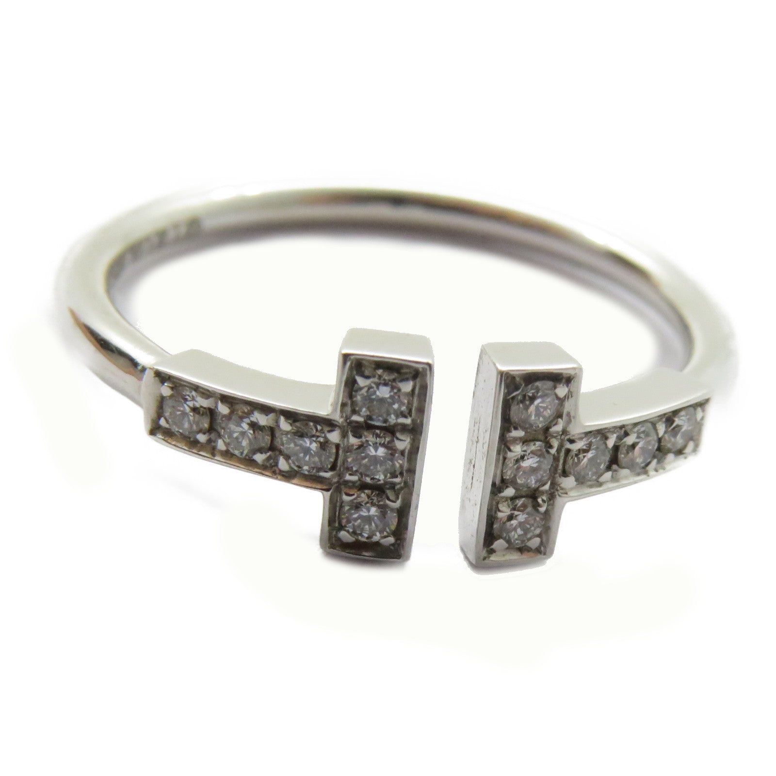 TIFFANY＆CO 18K白金T Wire Diamond Ring鑽石戒指US#7.25