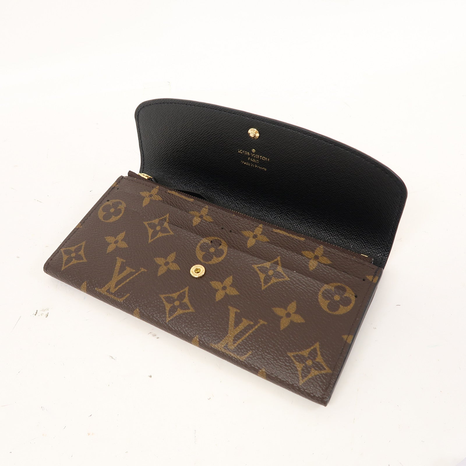 LOUIS VUITTON Monogram Emilie金扣長錢包啡色