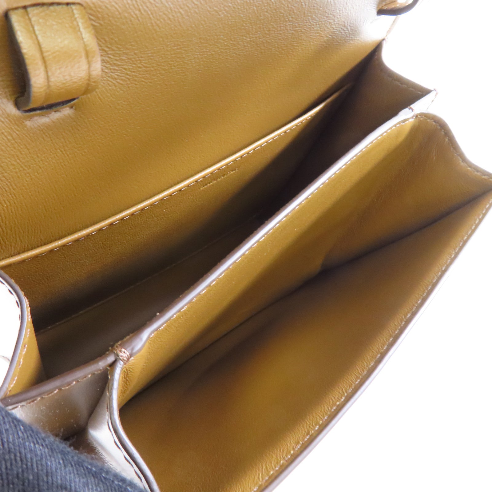 CELINE 牛皮皮革Mini Classic Box金扣肩背袋啡色
