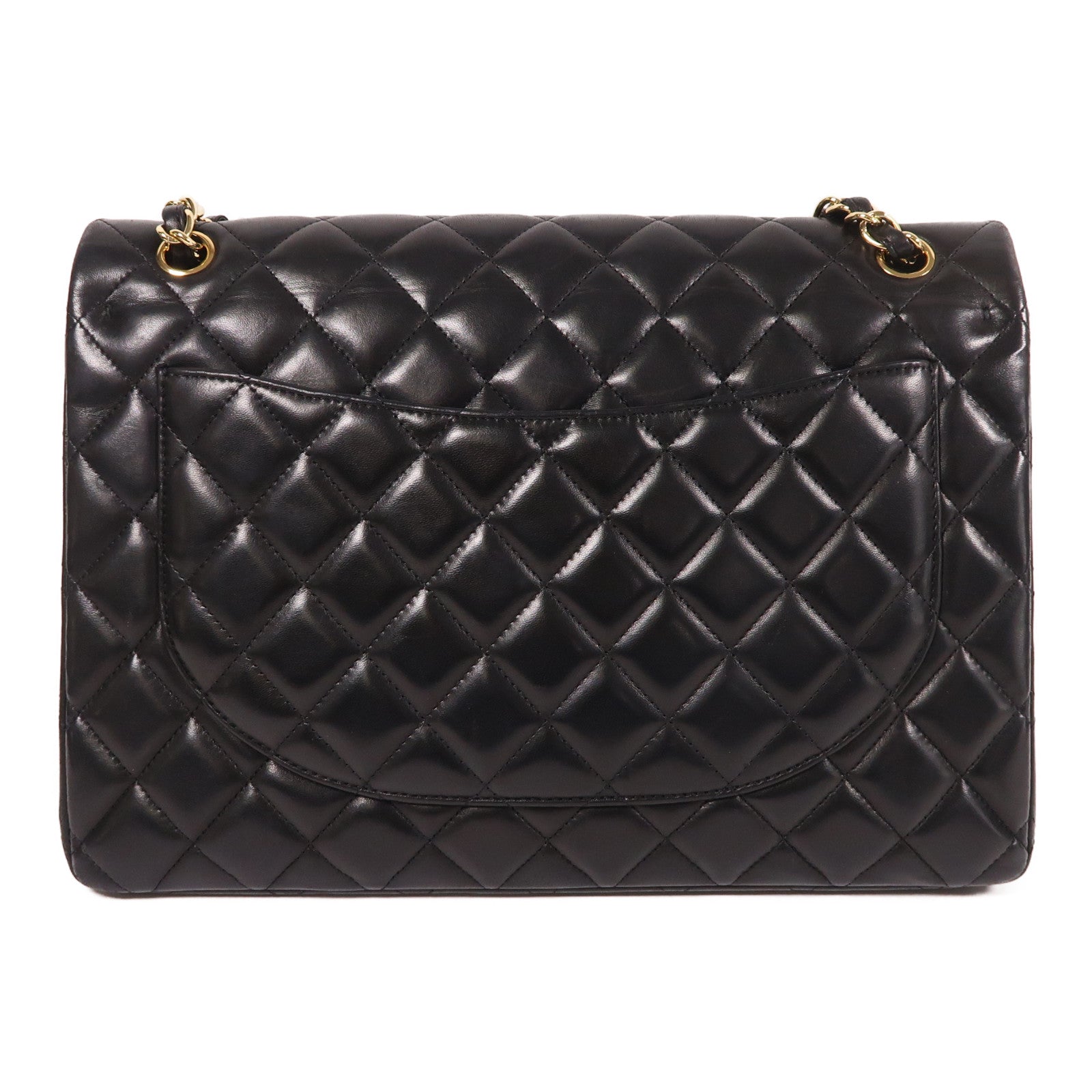 CHANEL 羊皮皮革Maxi Classic金扣鏈帶肩背袋黑色