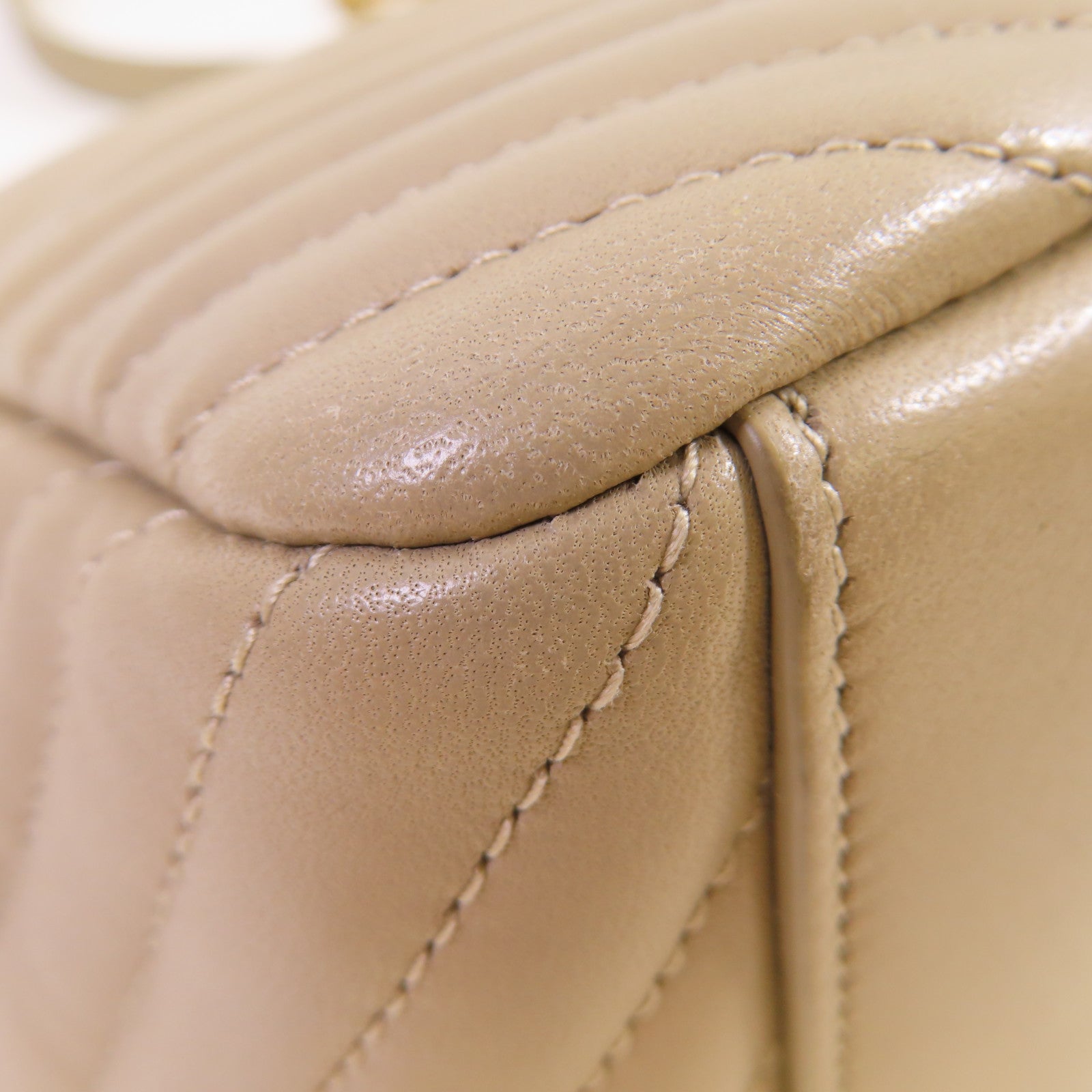 YVES SAINT LAURENT 【激減優惠】斜紋羊皮皮革 Joe Chain Shoulder Bag金扣鏈帶肩背袋杏色