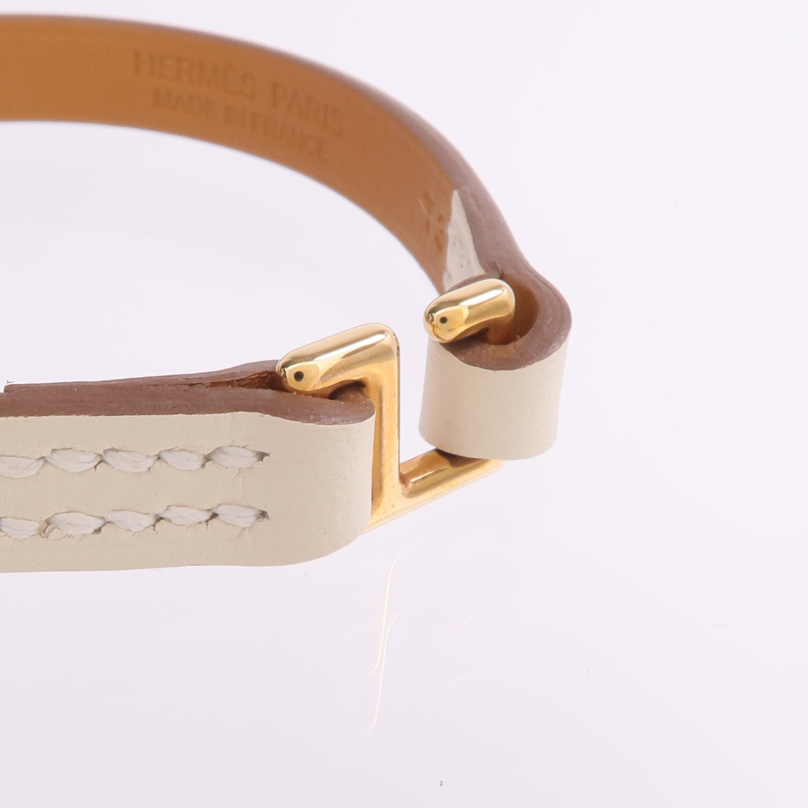 HERMES Swift皮革Rivale Mini Bracelet金扣手帶Nata