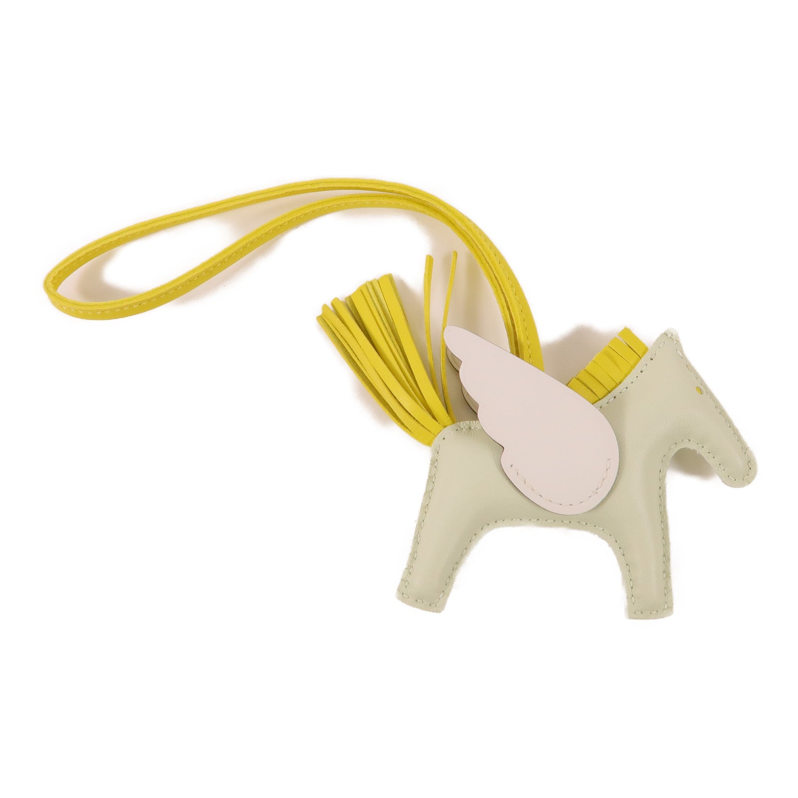 HERMES 【激減優惠】Swift皮革Rodeo Pegase PM掛飾White/Yellow