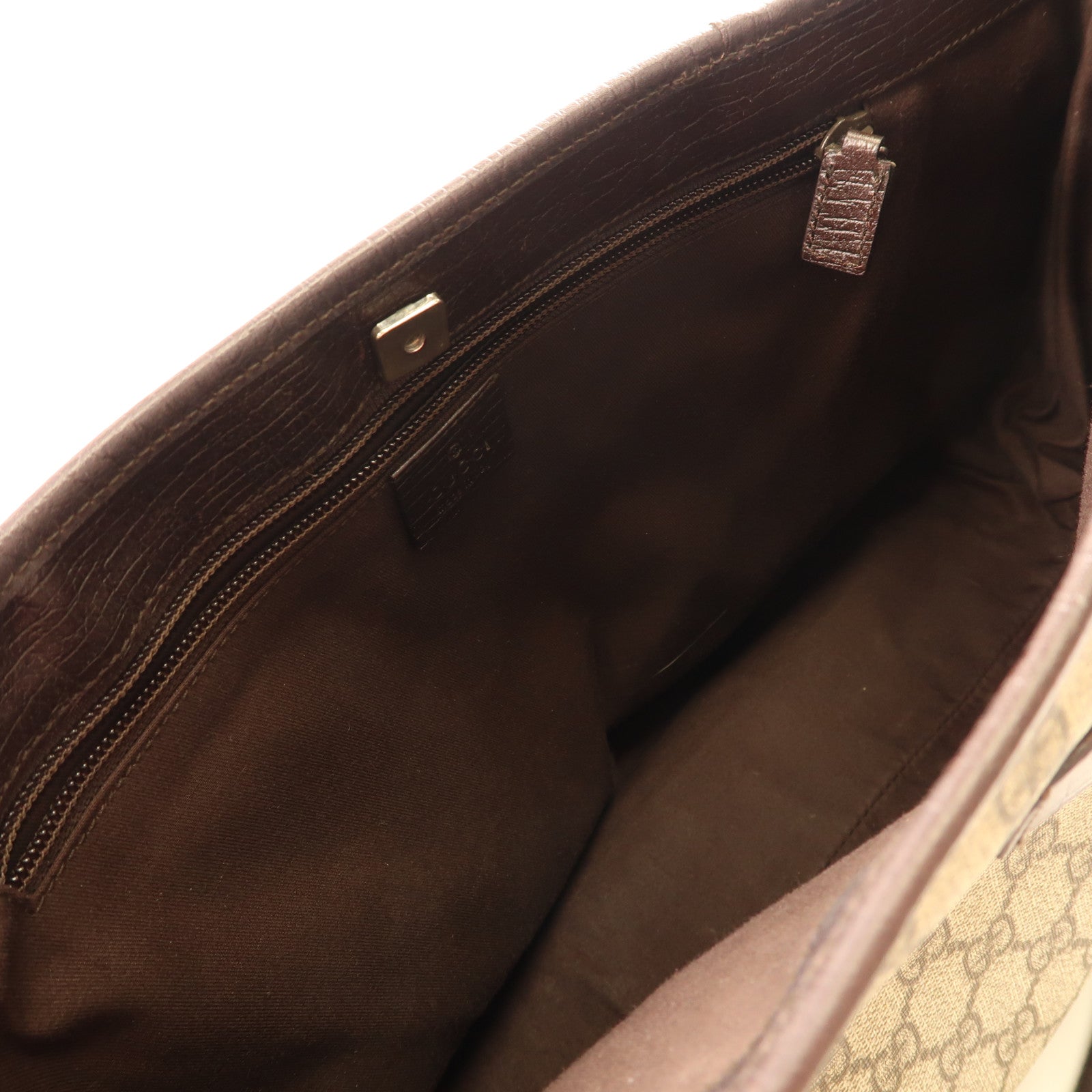 GUCCI 塗層帆布GG Supreme Tote Bag銀扣肩背袋啡色