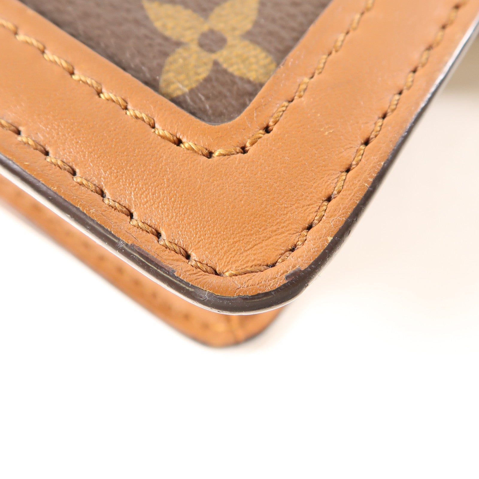 LOUIS VUITTON Monogram/Monogram Reverse Dauphine MM金扣手挽肩背兩用袋棕色