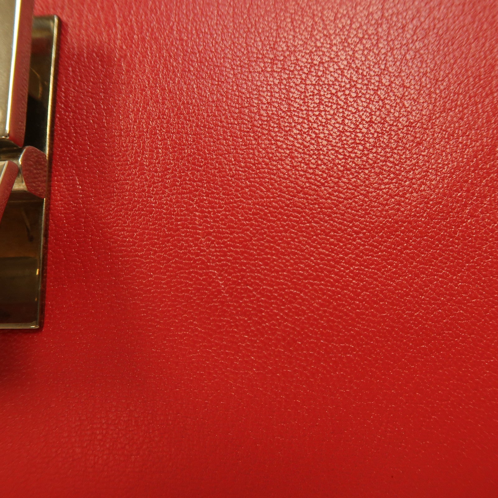CELINE 【激減優惠】牛皮皮革Classic Box銀扣肩背袋紅色