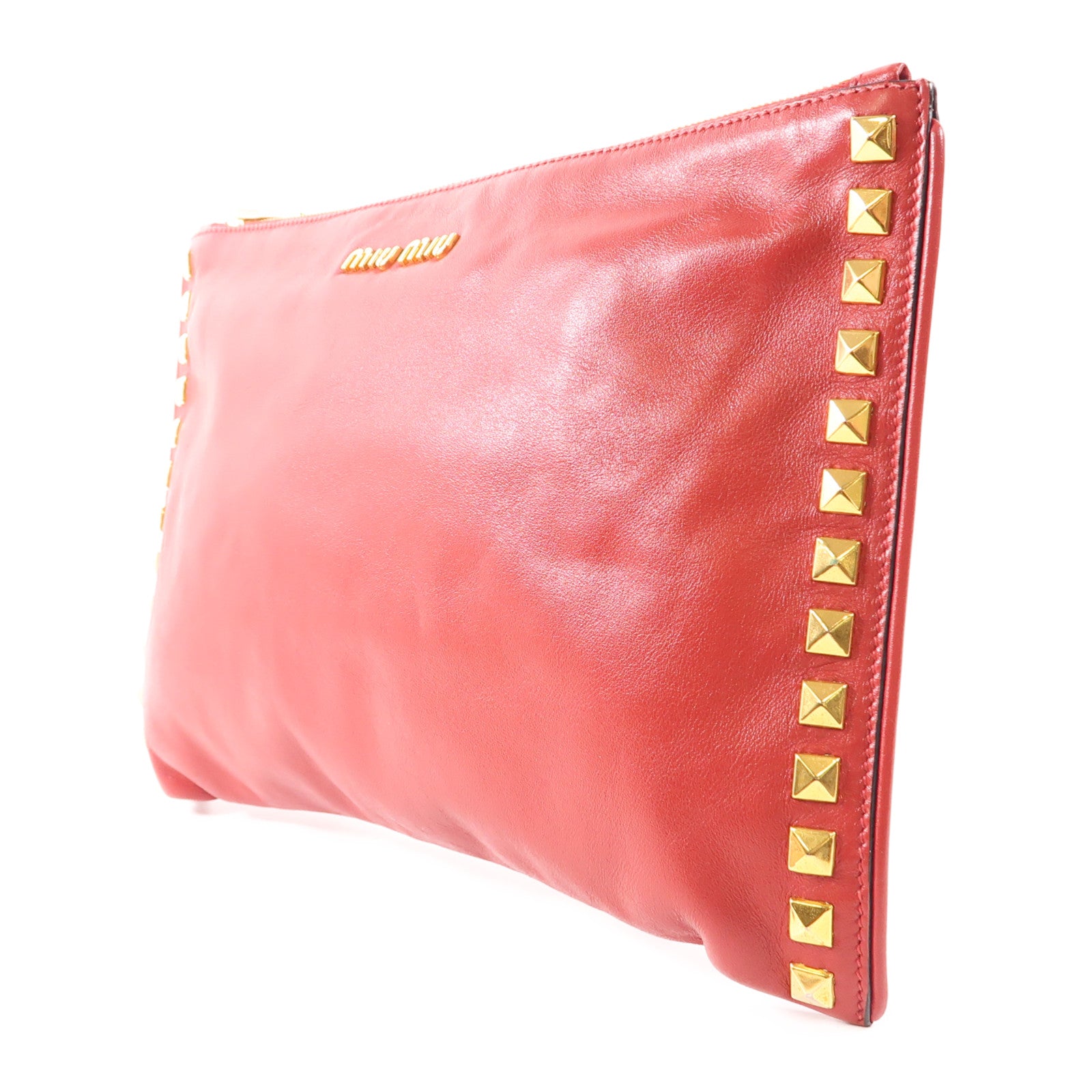 Miu Miu 牛皮皮革Pouch金扣手拿包