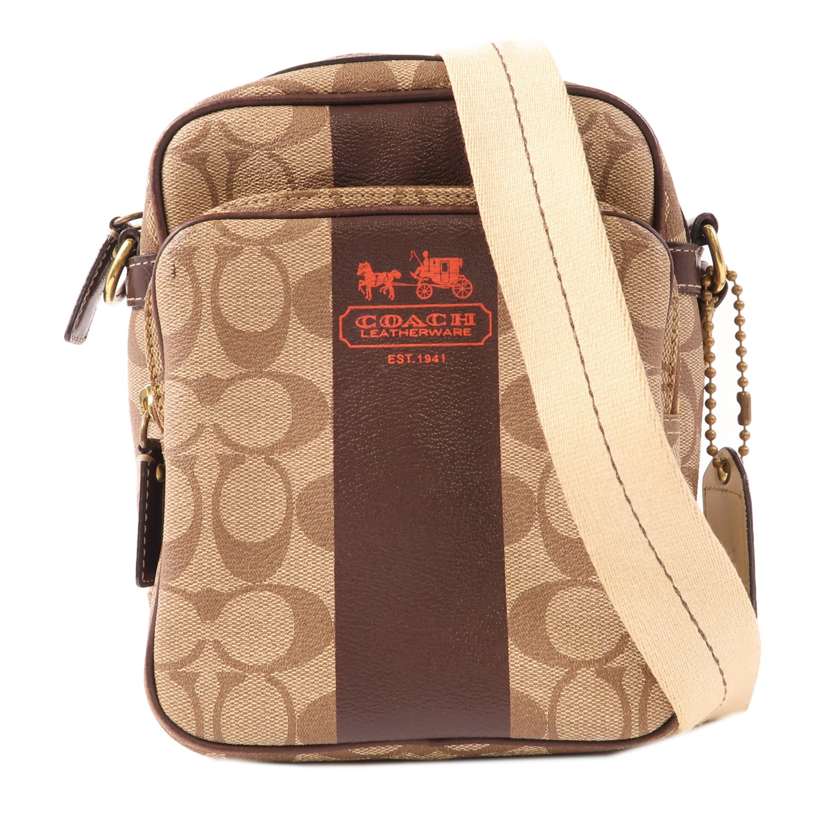 COACH 塗層帆布Shoulder Bag金扣肩背袋