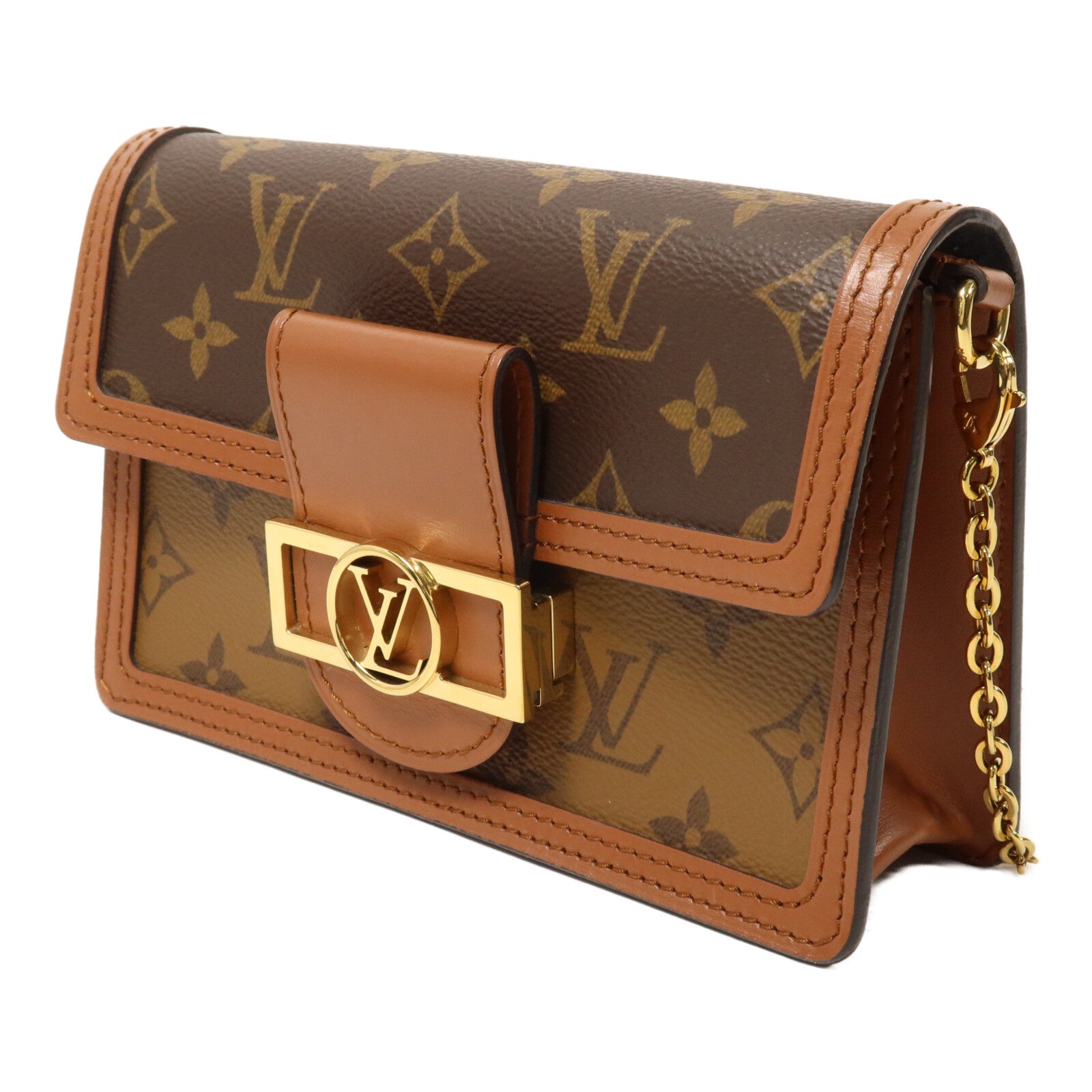 LOUIS VUITTON Monogram Reverse Dauphine Chain Wallet鏈帶肩背袋