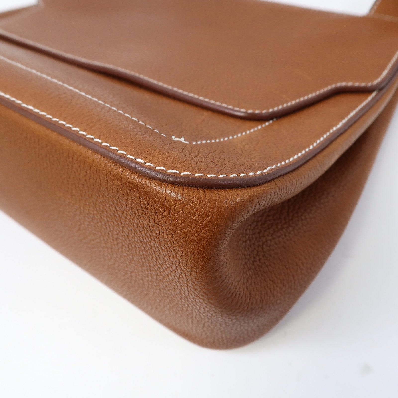 HERMES 【激減優惠】Barenia Faubourg皮革Mali-Selle Messenger Bag銀扣肩背袋啡色