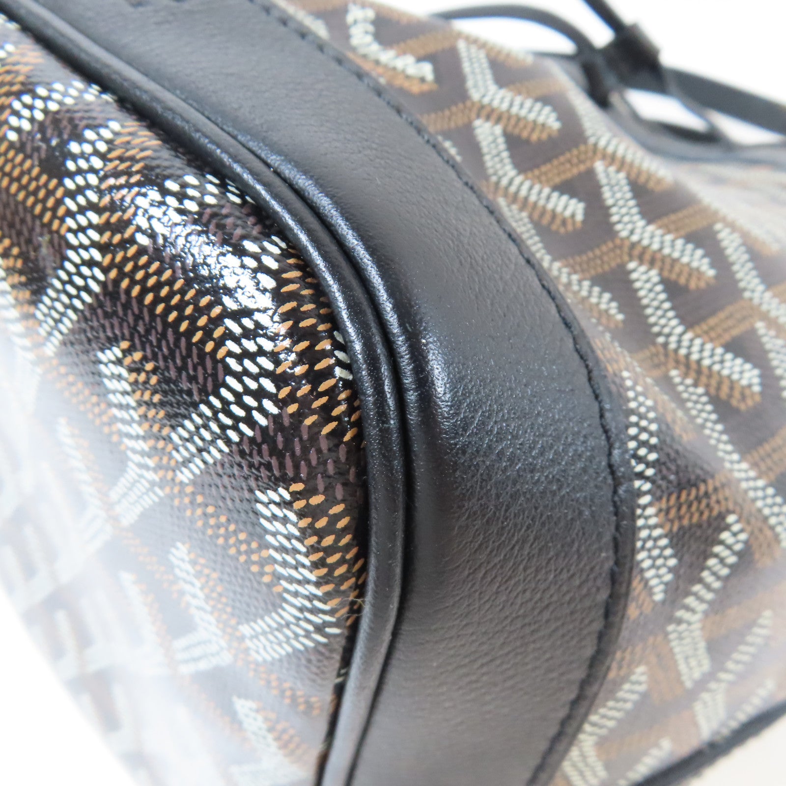 GOYARD 塗層帆布/牛皮皮革Petit Flot Bucket銀扣肩背袋黑色