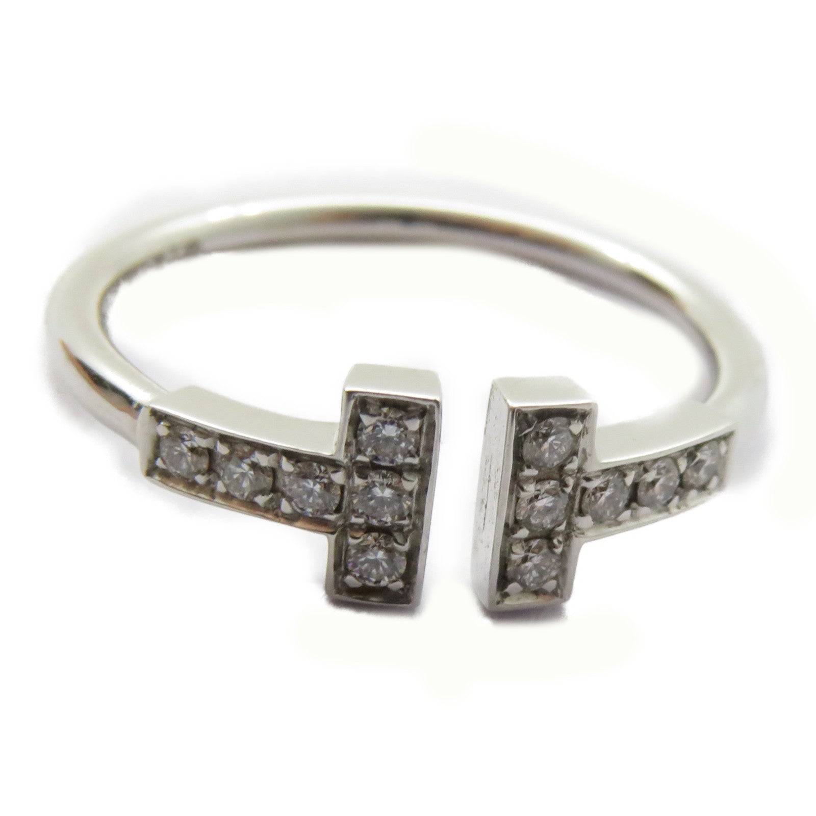 TIFFANY＆CO 18K白金T Wire Diamond Ring鑽石戒指US#7.25