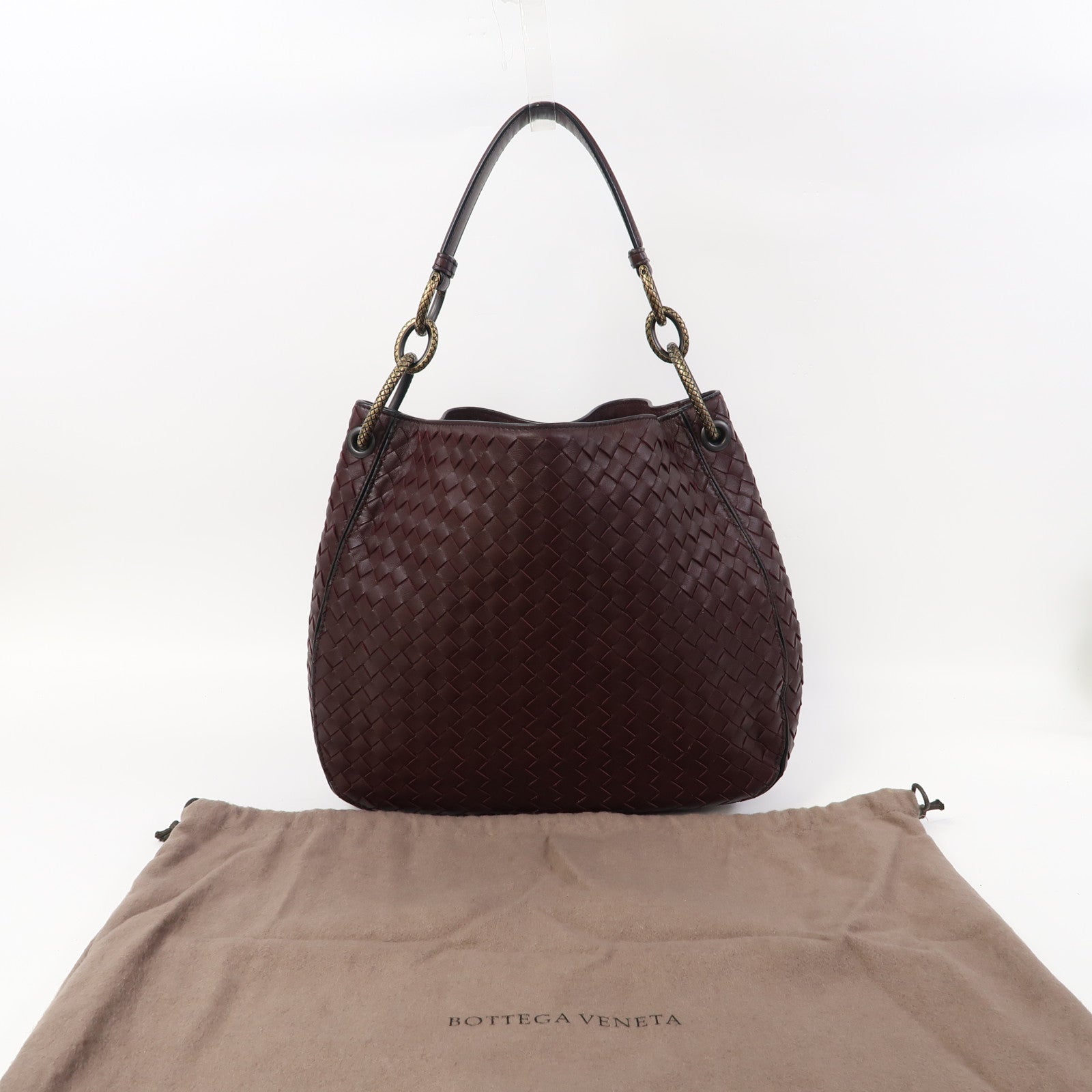 BOTTEGA VENETA 織紋皮革Intrecciato Loop Hobo Bag肩背袋紅色