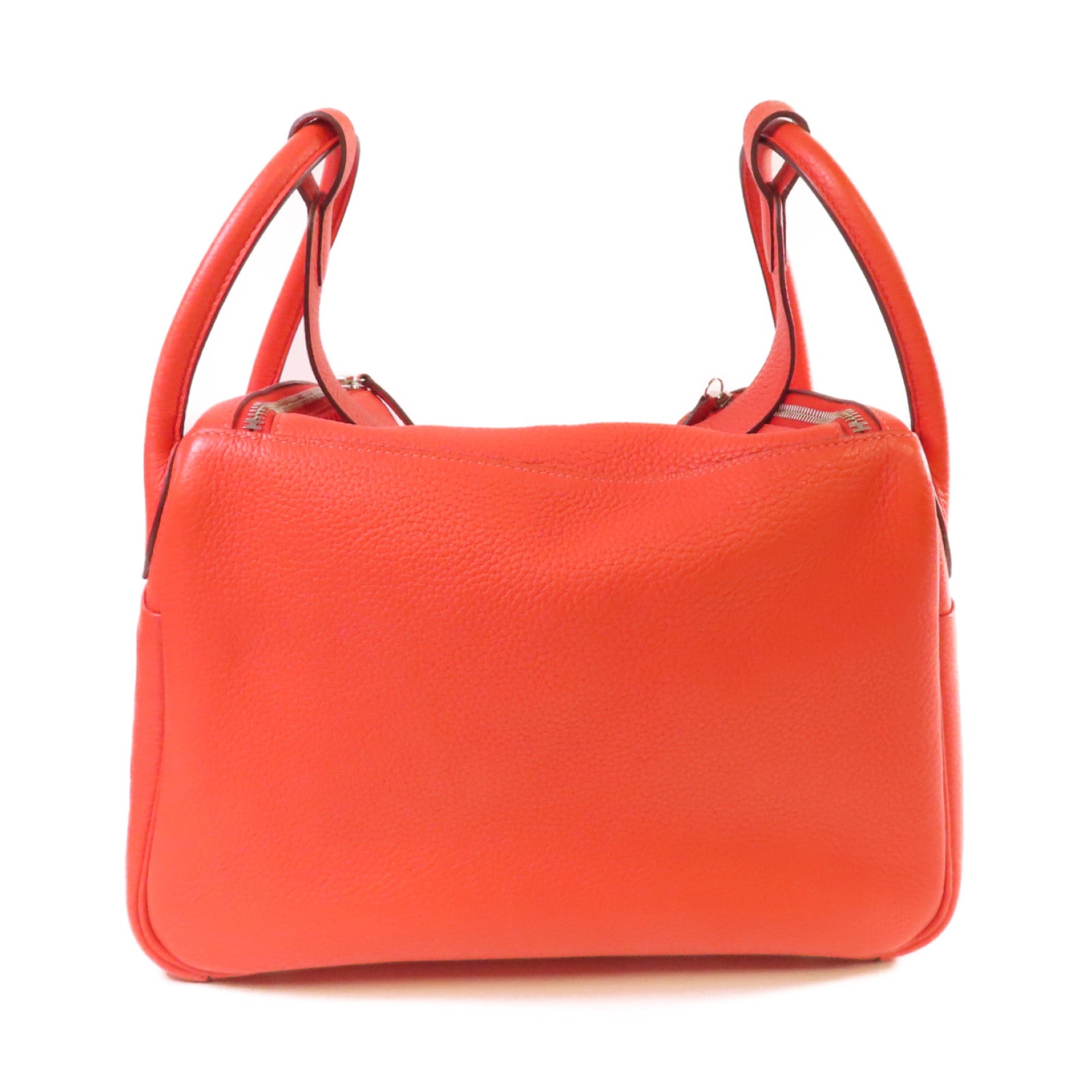 HERMES 【激減優惠】Clemence皮革Lindy 30 Shoulder Bag銀扣肩背袋Orange橙色