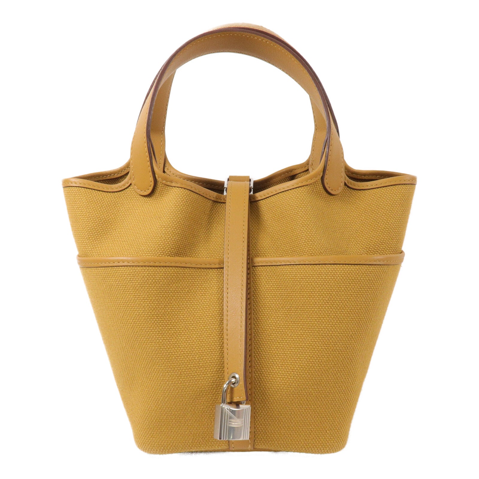 HERMES 帆布Picotin PM手挽袋Seasame