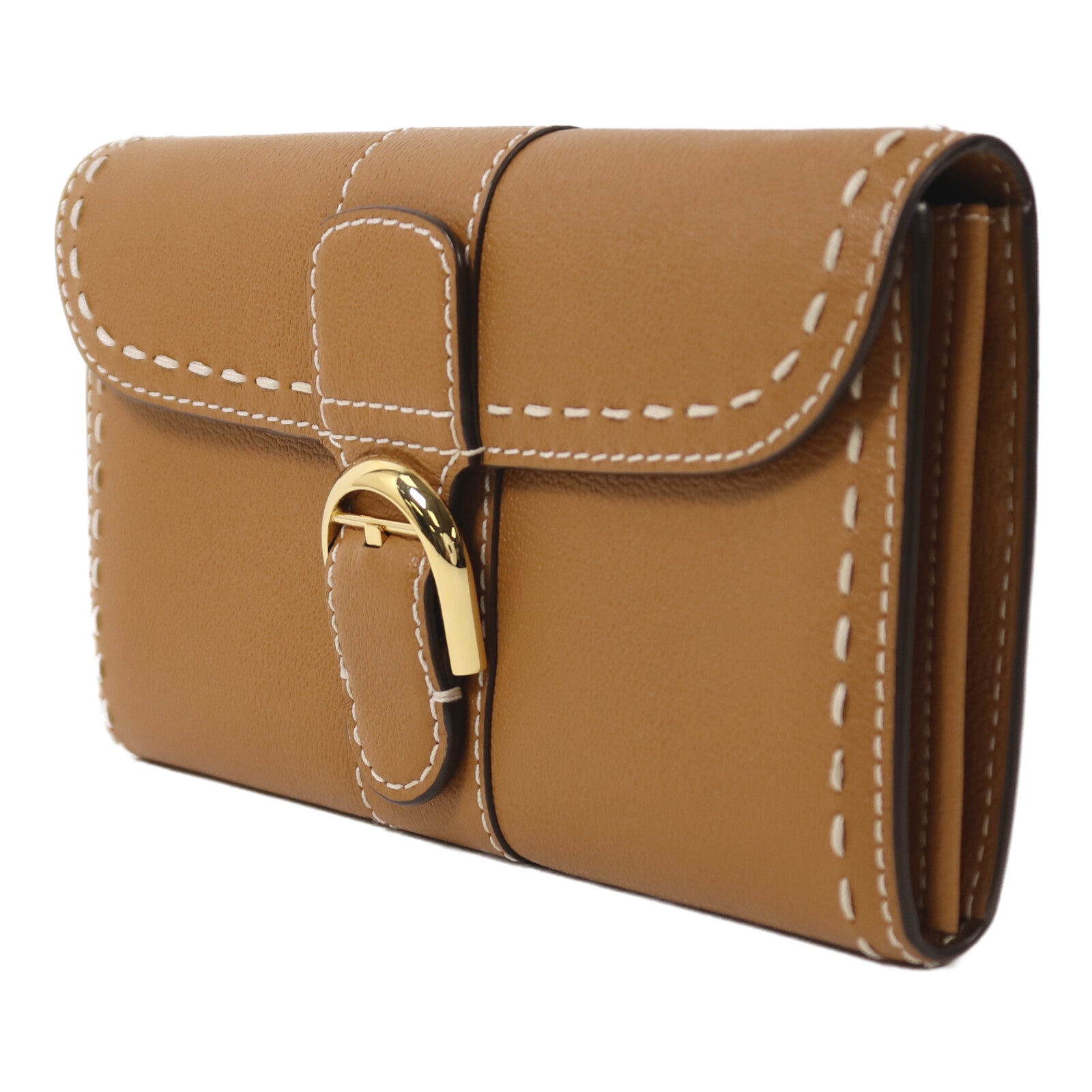Delvaux 牛皮皮革Brillant Long Wallet Chain金扣鏈帶肩背袋