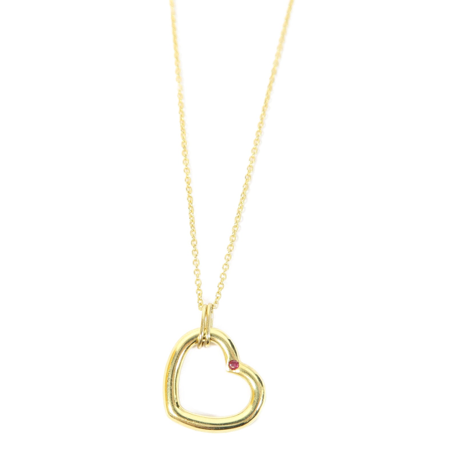TIFFANY＆CO 18K黃金Ruby Open Heart項鍊金色