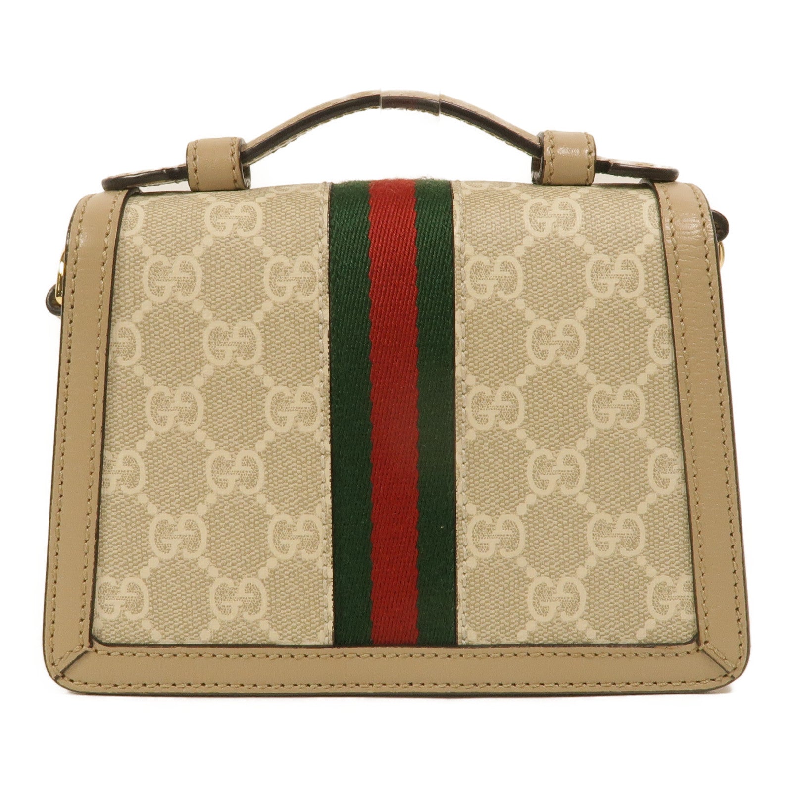 GUCCI 塗層帆布Ophidia GG鏈帶手挽肩背兩用袋