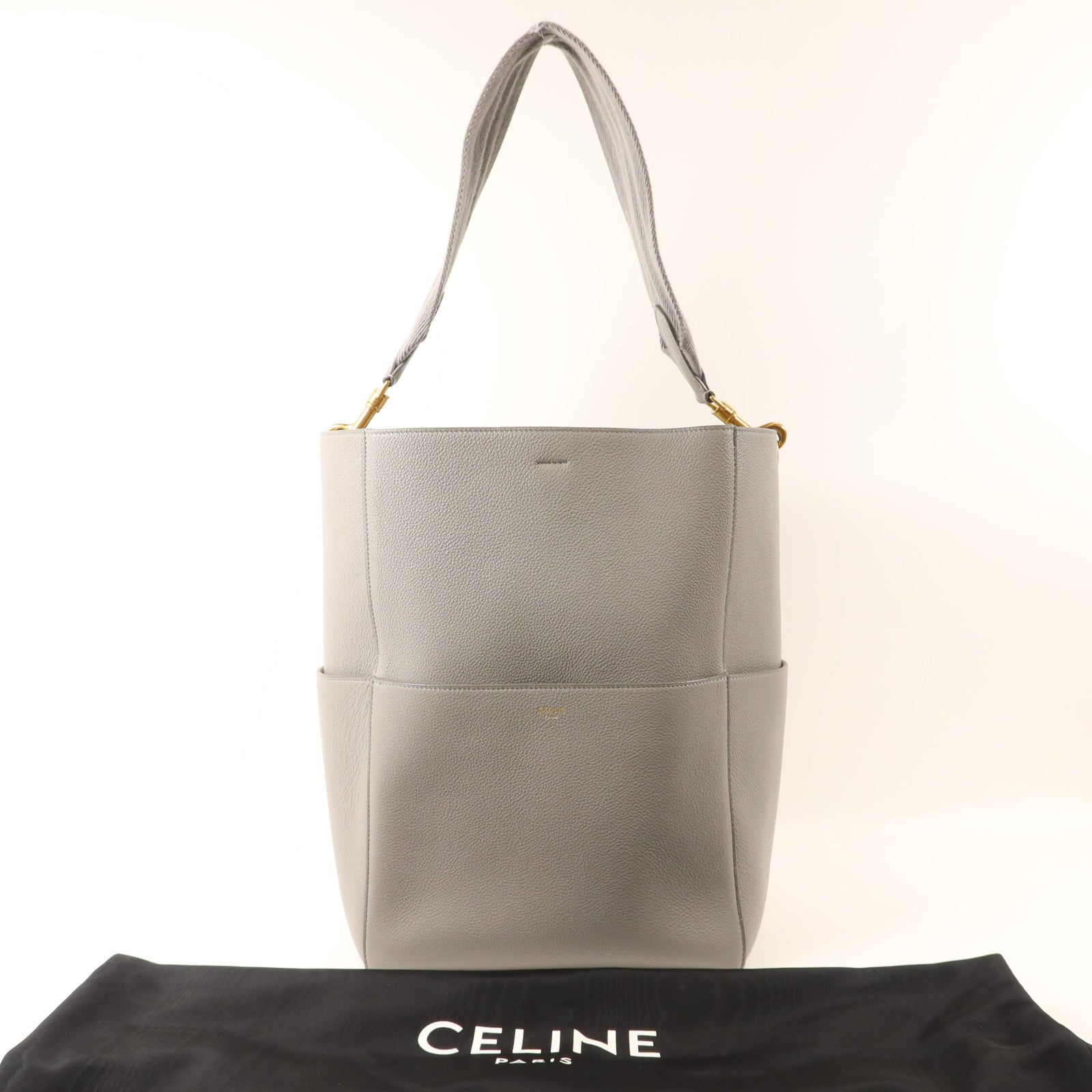 CELINE 牛皮皮革Sangle Bucket金扣肩背袋