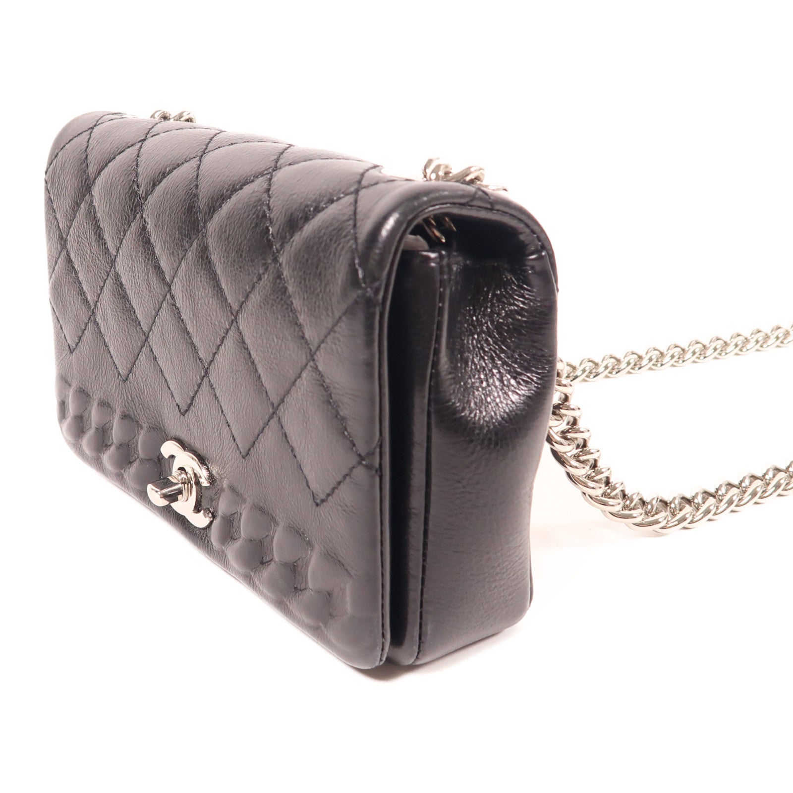 CHANEL 【激減優惠】牛皮皮革Chain Shoulder銀扣鏈帶肩背袋