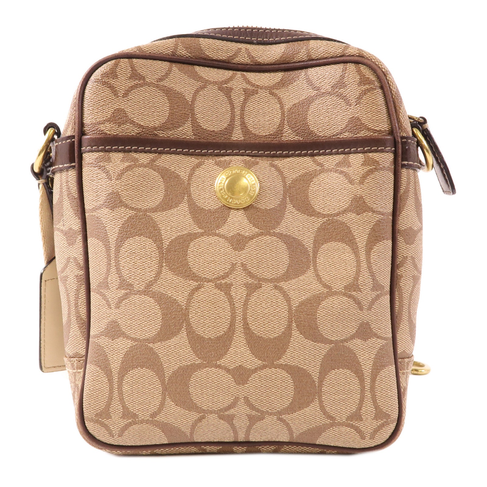 COACH 塗層帆布Shoulder Bag金扣肩背袋