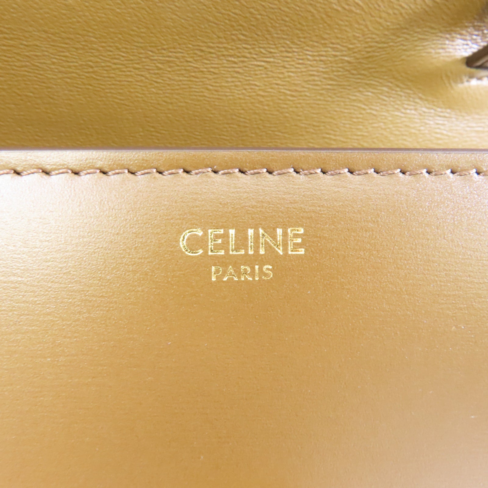 CELINE 牛皮皮革Mini Classic Box金扣肩背袋啡色