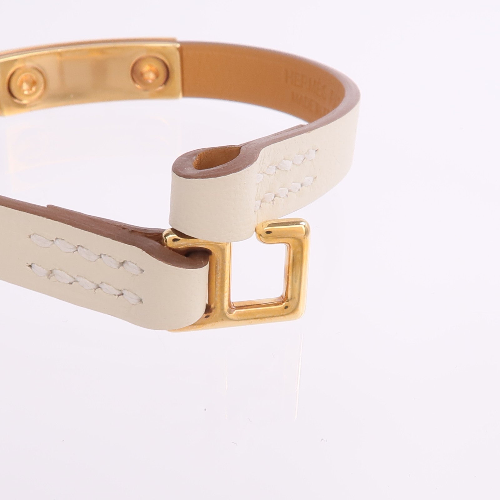 HERMES Swift皮革Rivale Mini Bracelet金扣手帶Nata