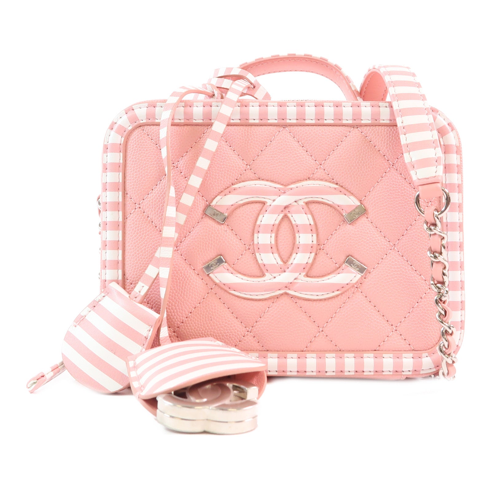 CHANEL 【激減優惠】牛皮皮革Vanity Case銀扣手挽肩背兩用袋