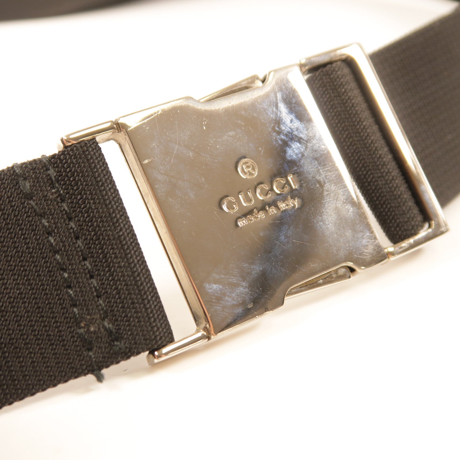 GUCCI 帆布Belt Bag銀扣肩背袋