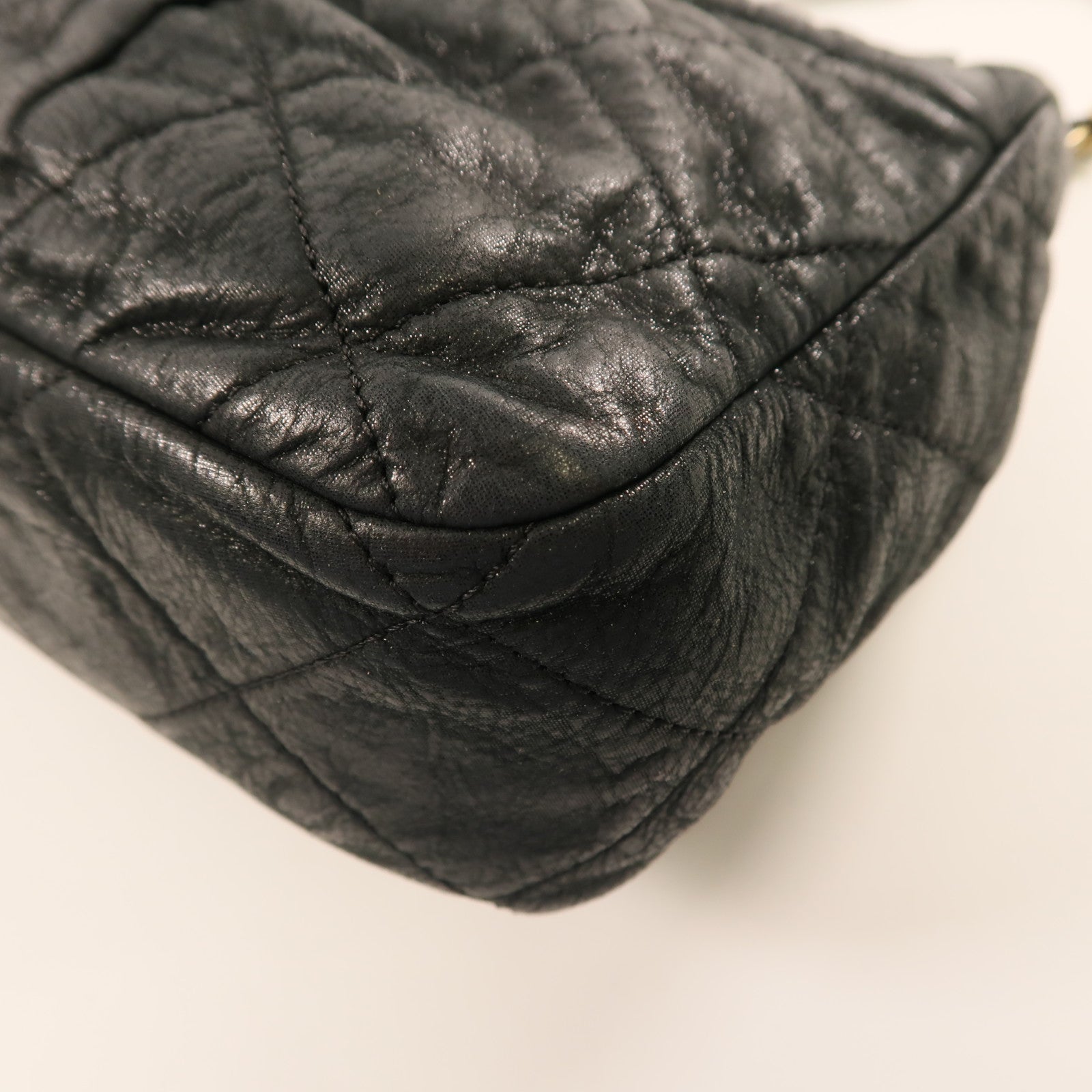 CHANEL 牛皮皮革Shoulder Bag金扣鏈帶肩背袋黑色